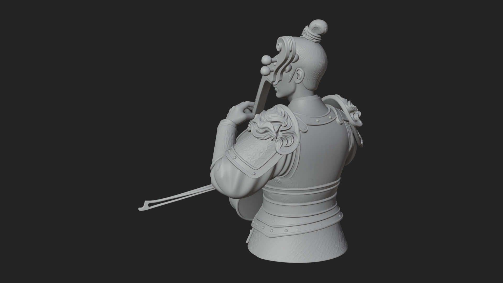 Armored Violin Player Bust Design 2 3D Print Model 3D Model