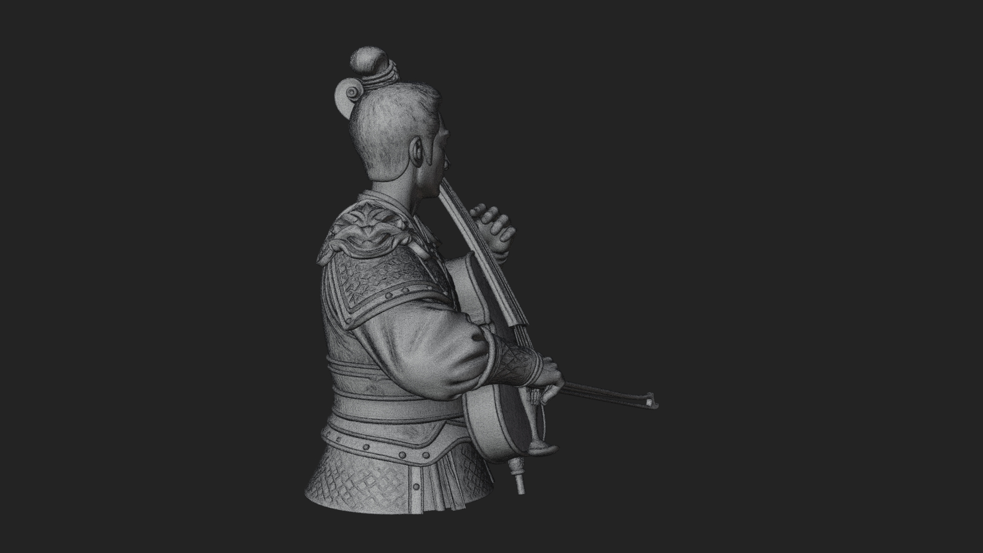 Armored Violin Player Bust Design 2 3D Print Model 3D Model