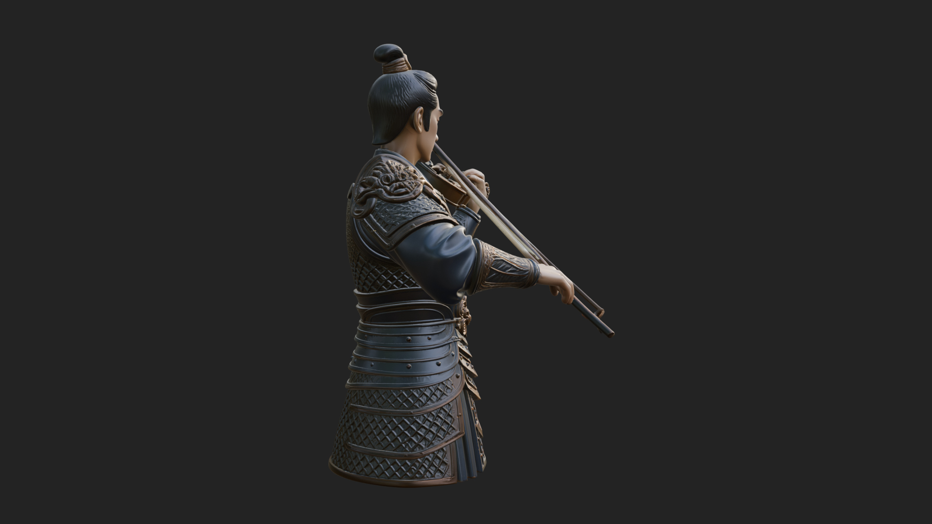 Armored Violin Player Bust Design 3 3D Print Model 3D Model