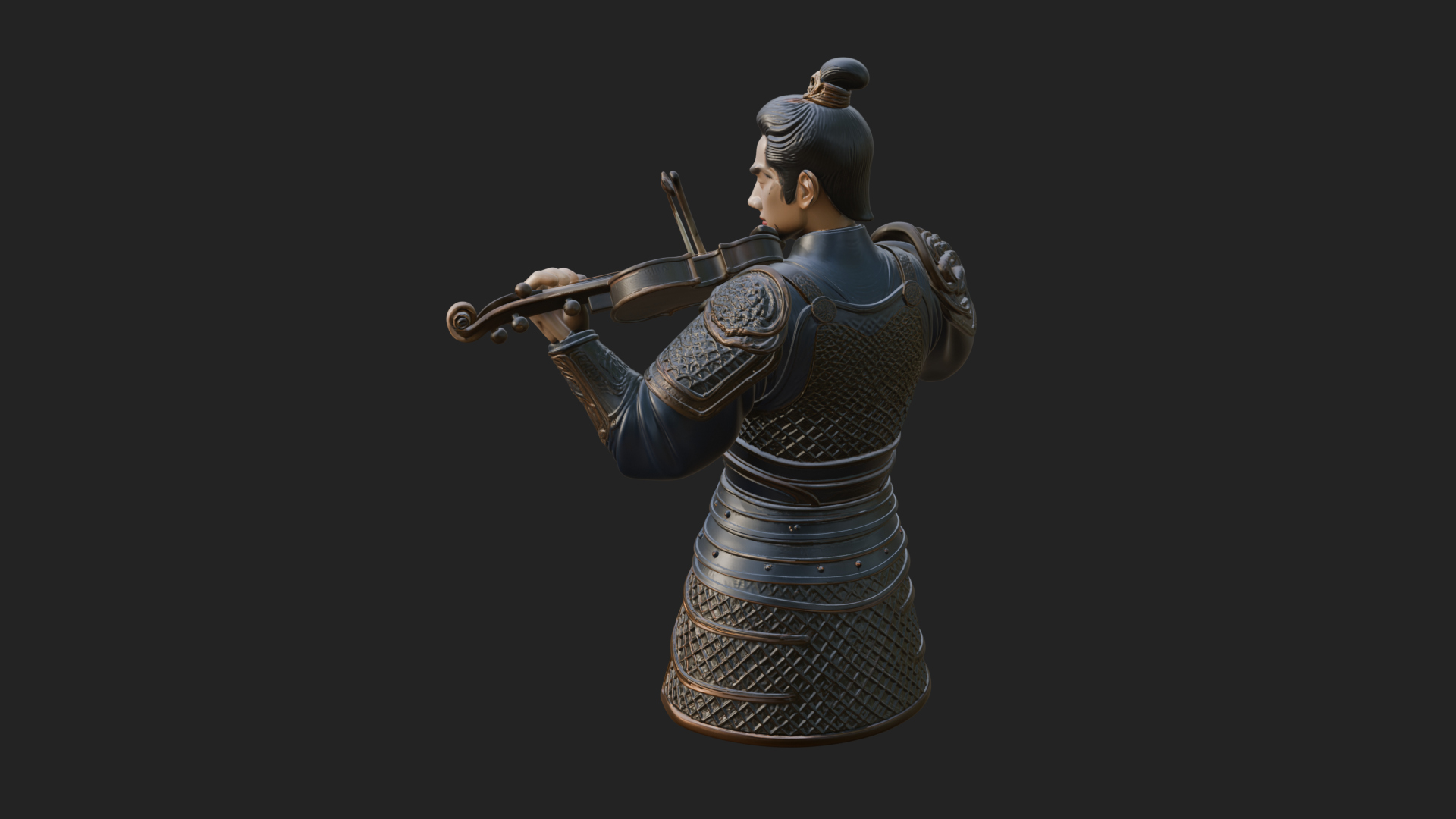 Armored Violin Player Bust Design 3 3D Print Model 3D Model