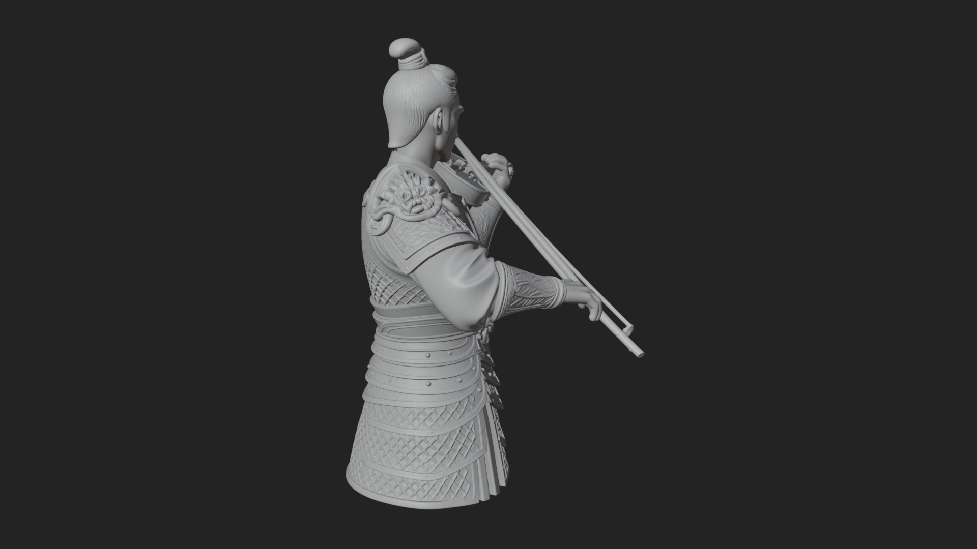 Armored Violin Player Bust Design 3 3D Print Model 3D Model