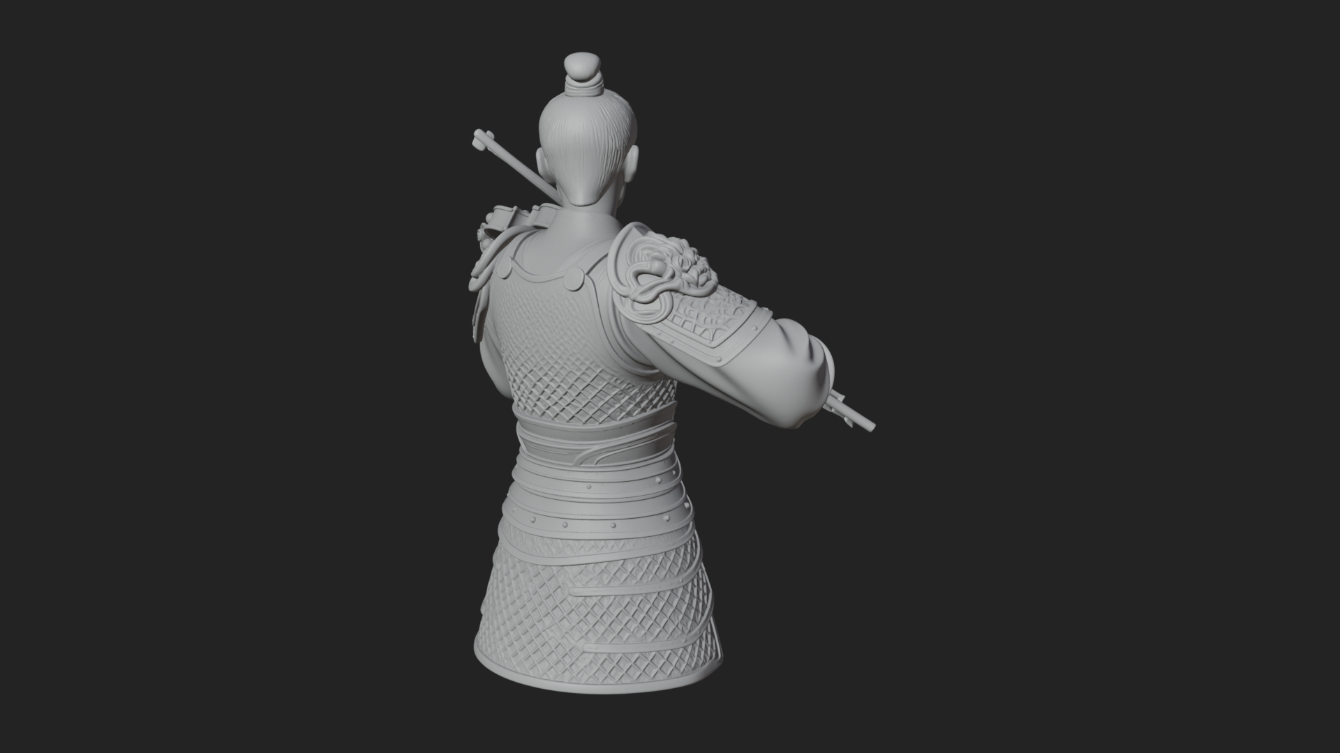 Armored Violin Player Bust Design 3 3D Print Model 3D Model