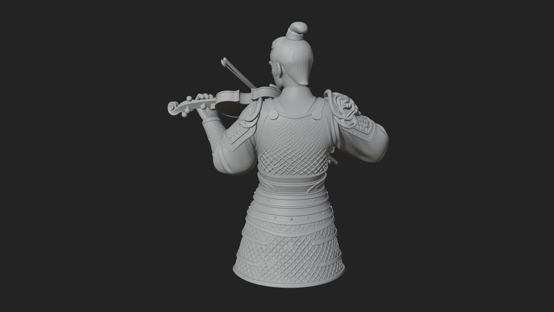 Armored Violin Player Bust Design 3 3D Print Model 3D Model