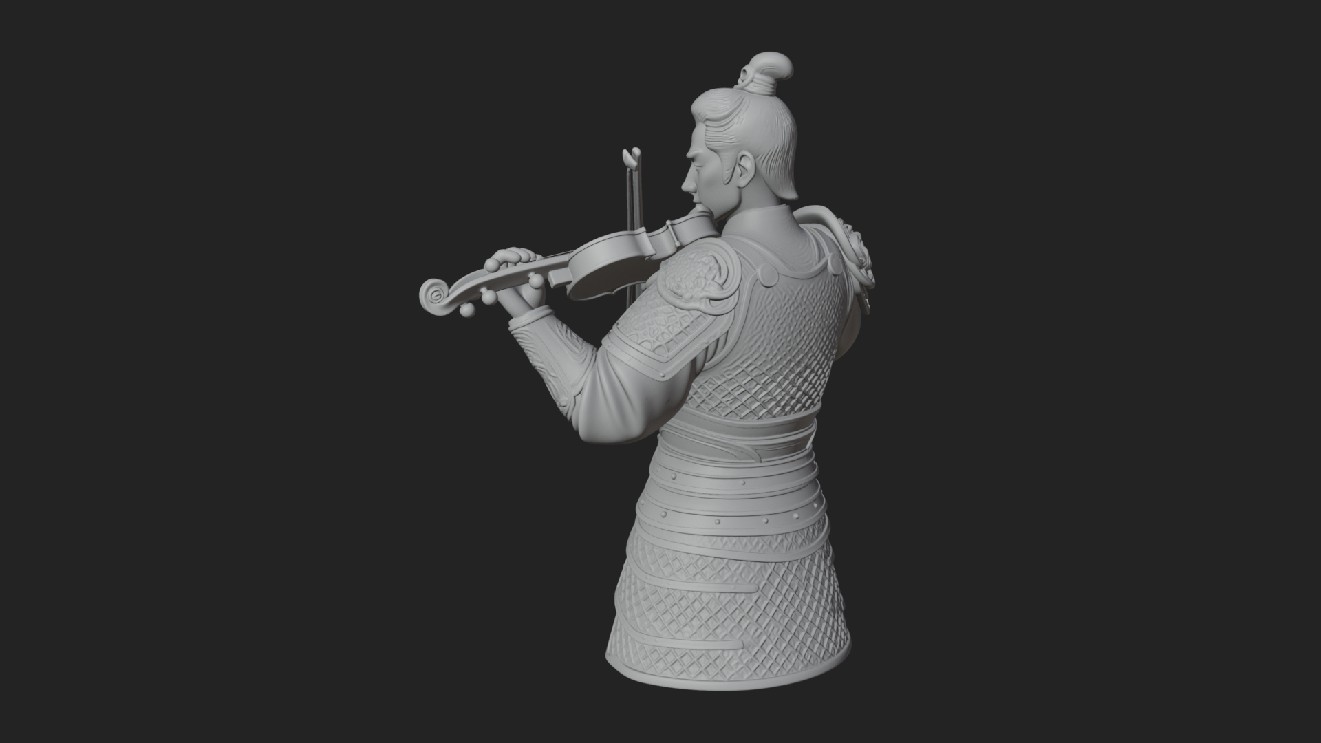 Armored Violin Player Bust Design 3 3D Print Model 3D Model