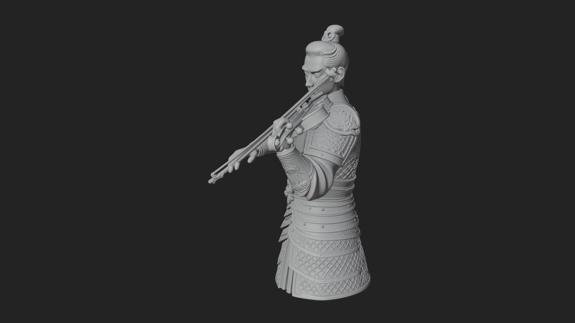 Armored Violin Player Bust Design 3 3D Print Model 3D Model