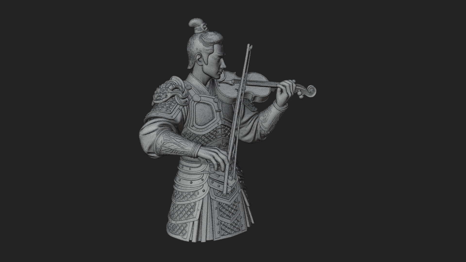 Armored Violin Player Bust Design 3 3D Print Model 3D Model