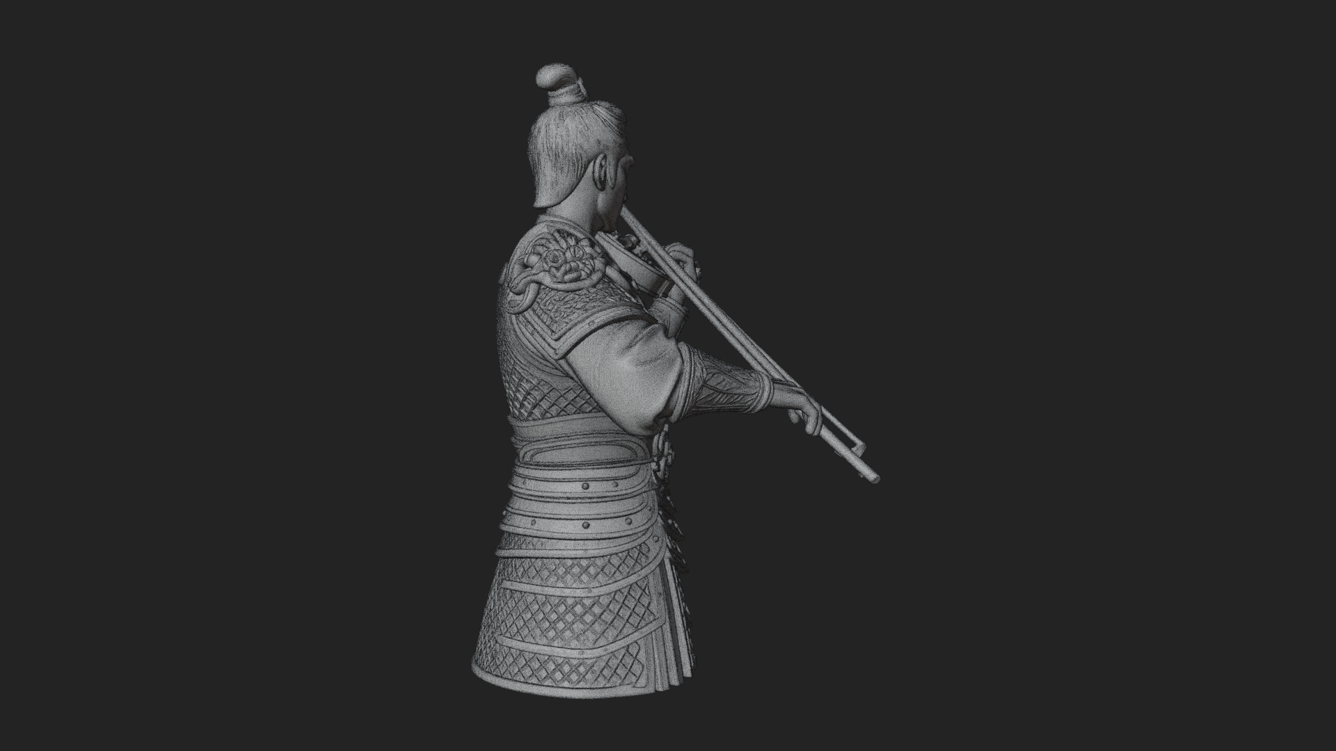 Armored Violin Player Bust Design 3 3D Print Model 3D Model
