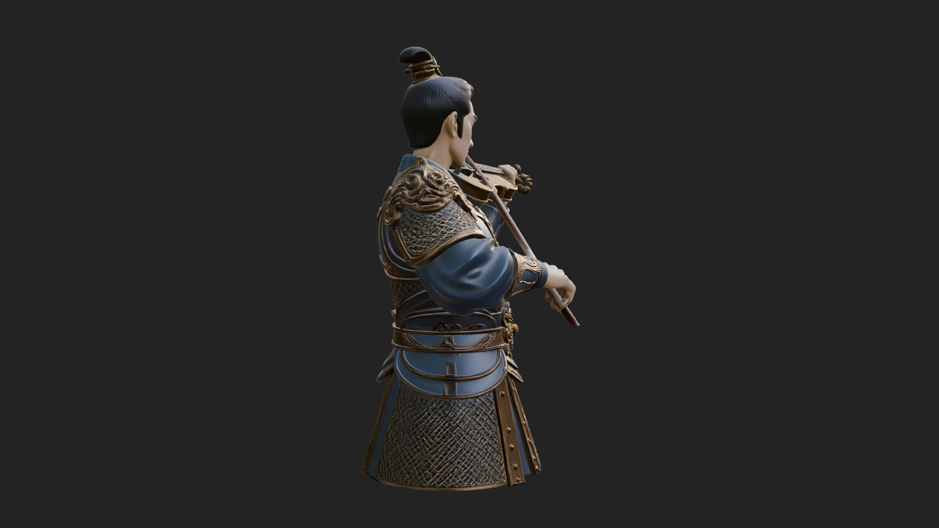 Armored Violin Player Bust Design 4 3D Print Model 3D Model