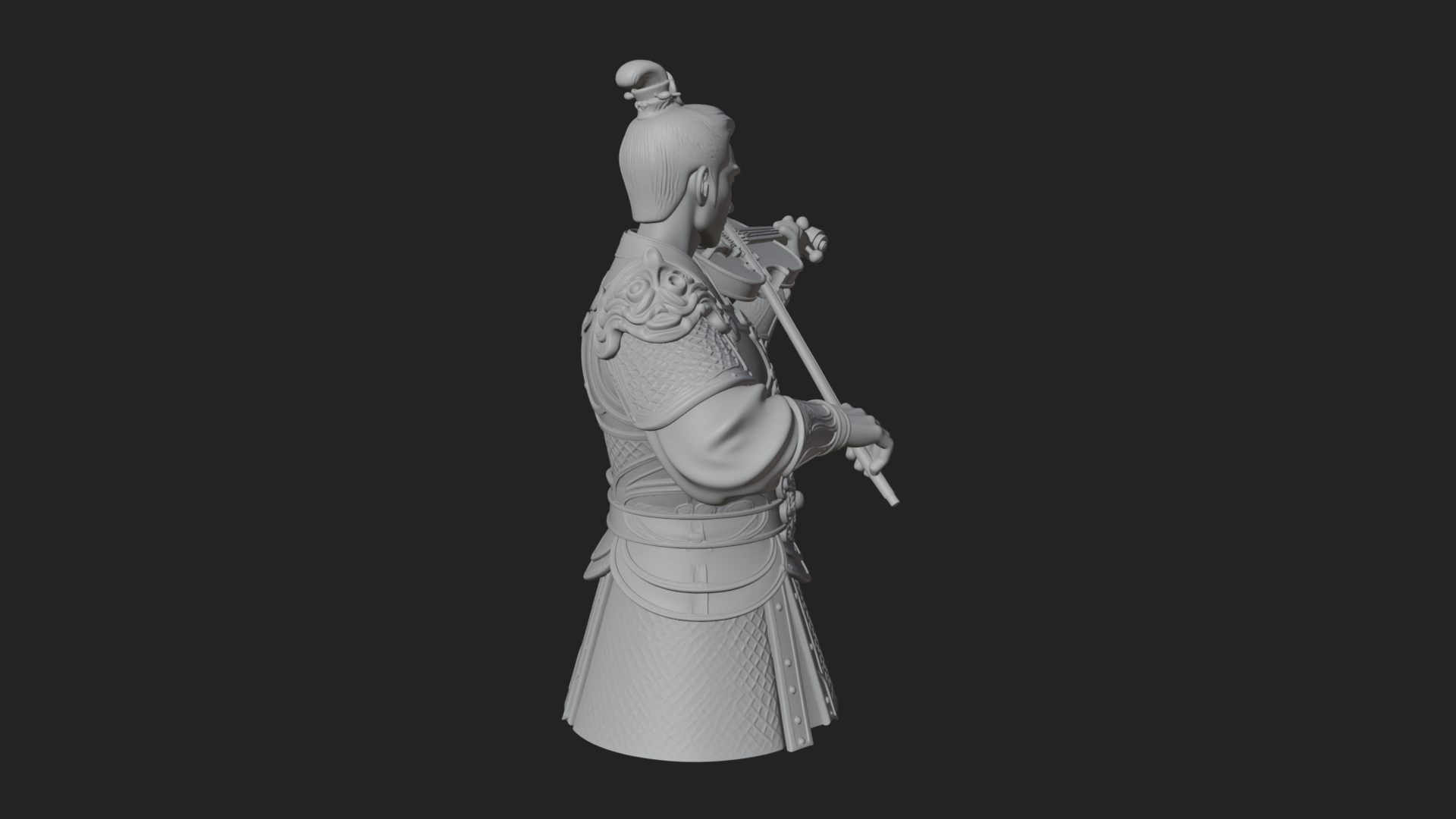 Armored Violin Player Bust Design 4 3D Print Model 3D Model