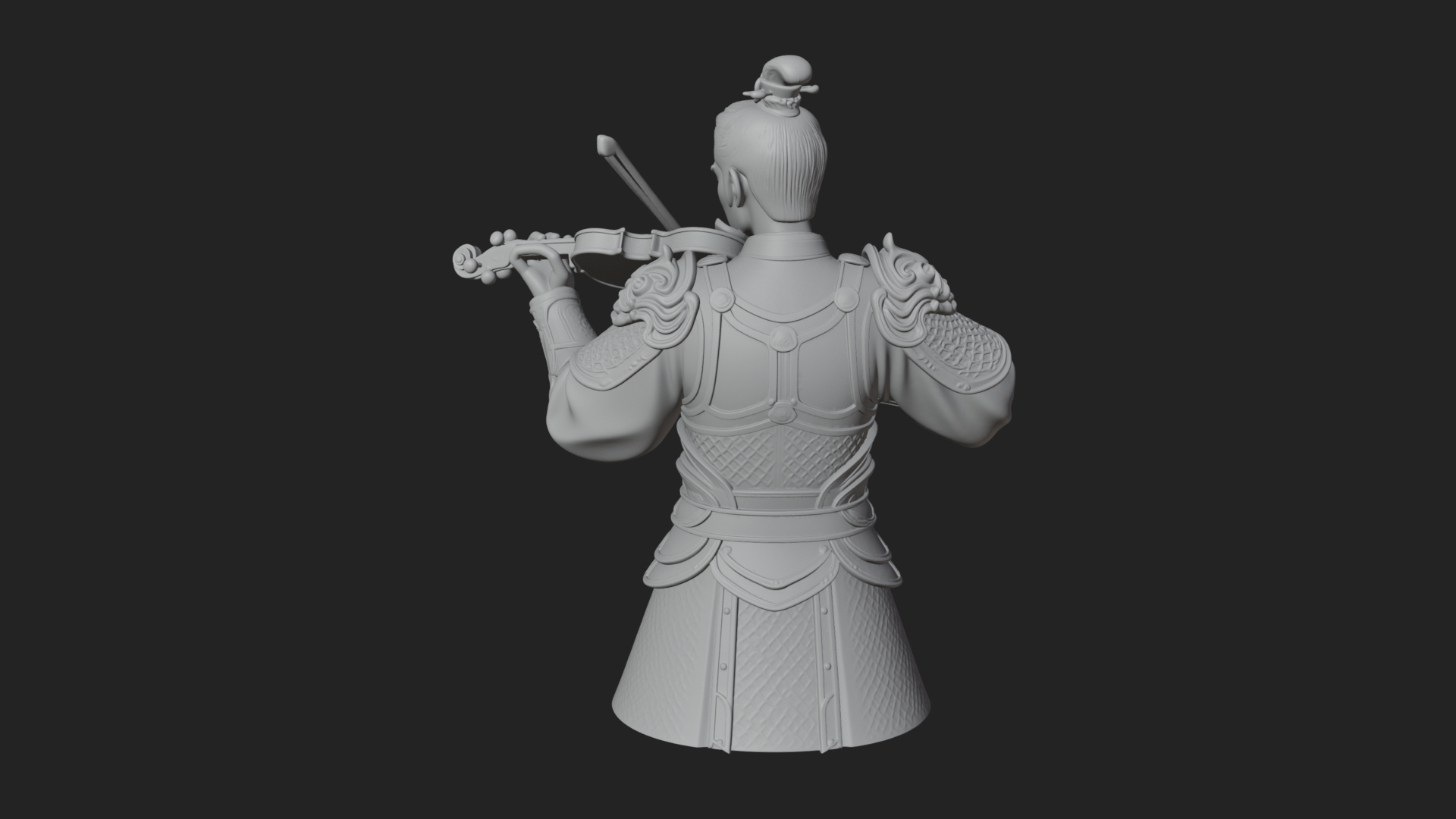 Armored Violin Player Bust Design 4 3D Print Model 3D Model