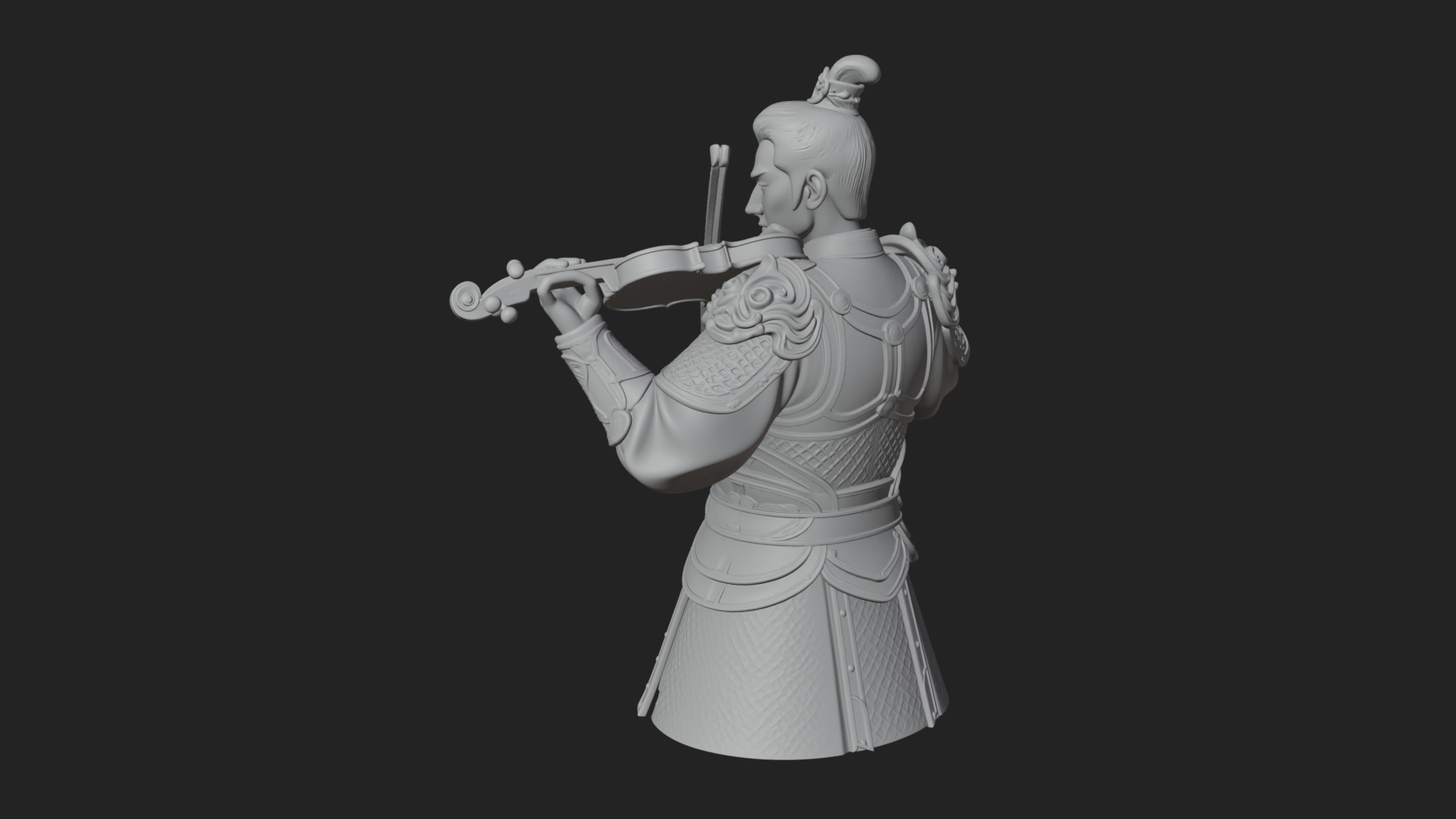Armored Violin Player Bust Design 4 3D Print Model 3D Model
