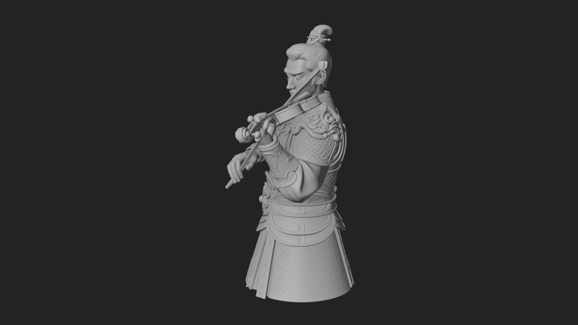 Armored Violin Player Bust Design 4 3D Print Model 3D Model