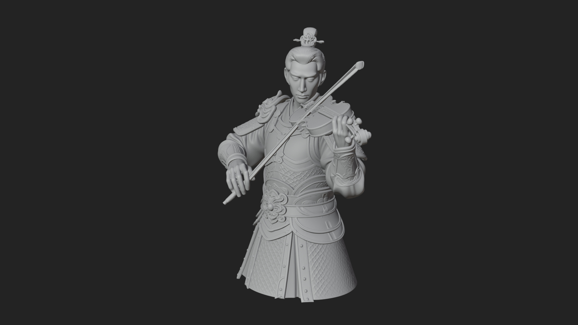 Armored Violin Player Bust Design 4 3D Print Model 3D Model