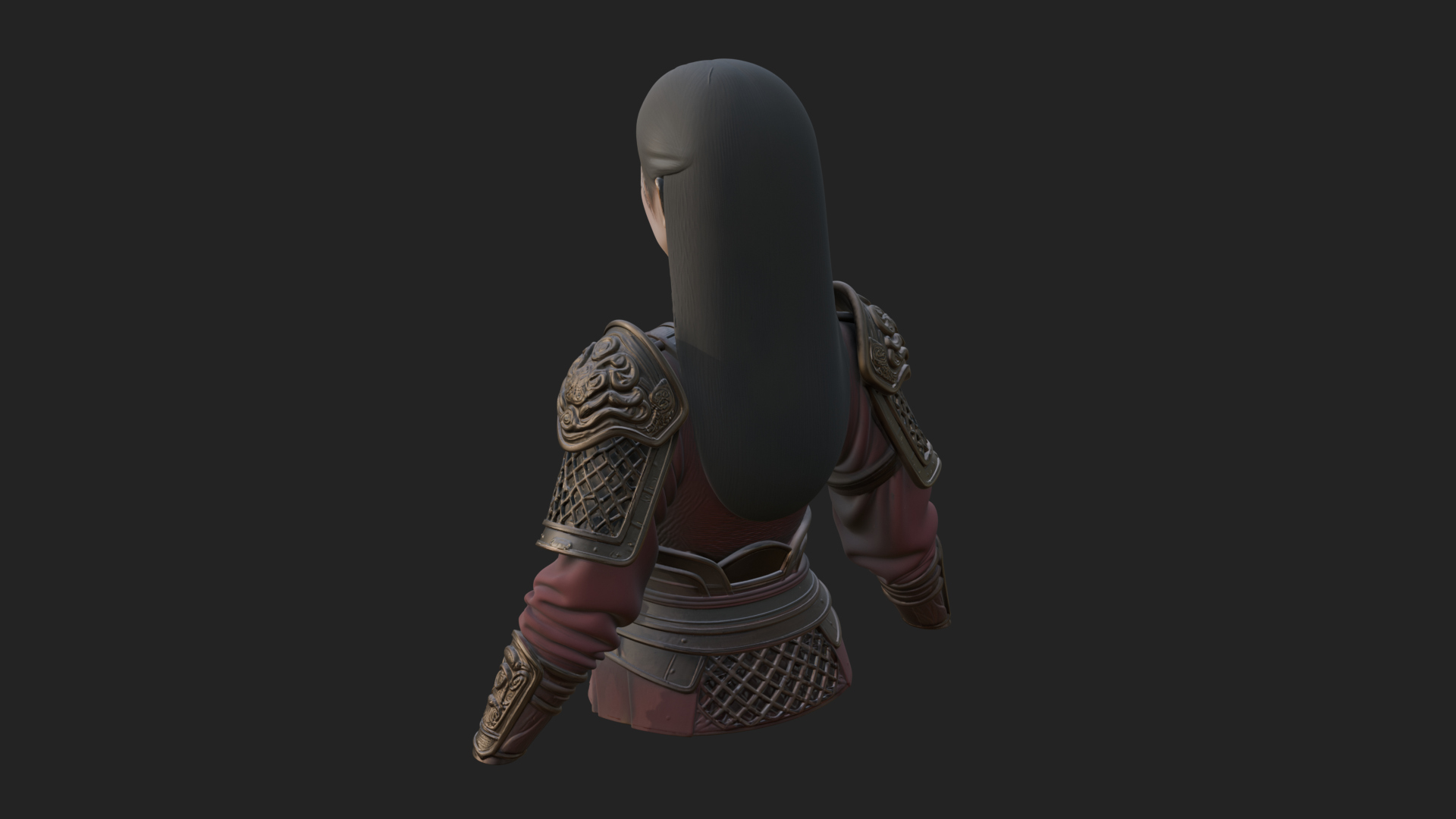 Armored Woman Warrior Bust Design 1 3D Print Model 3D Model