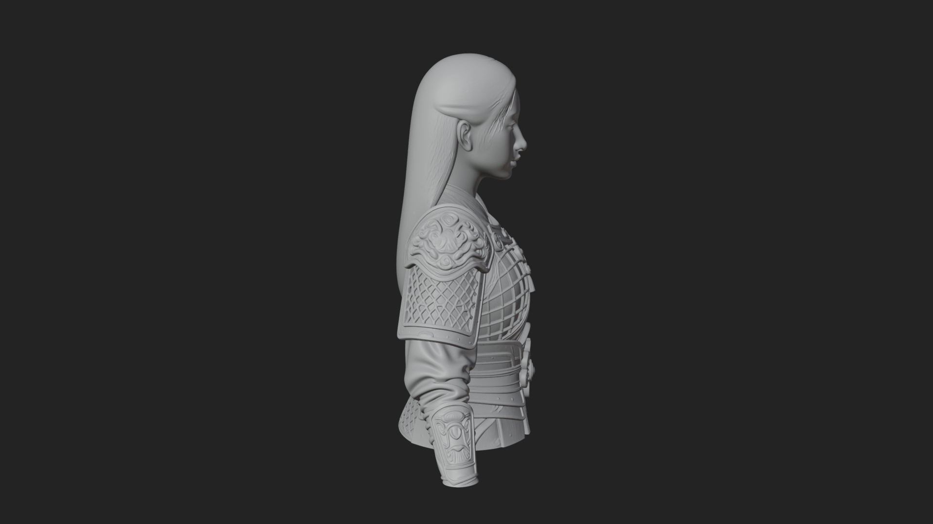 Armored Woman Warrior Bust Design 1 3D Print Model 3D Model