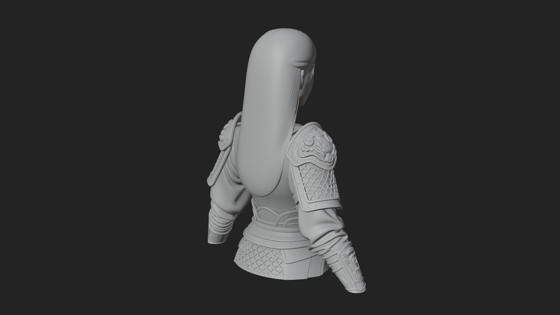 Armored Woman Warrior Bust Design 1 3D Print Model 3D Model