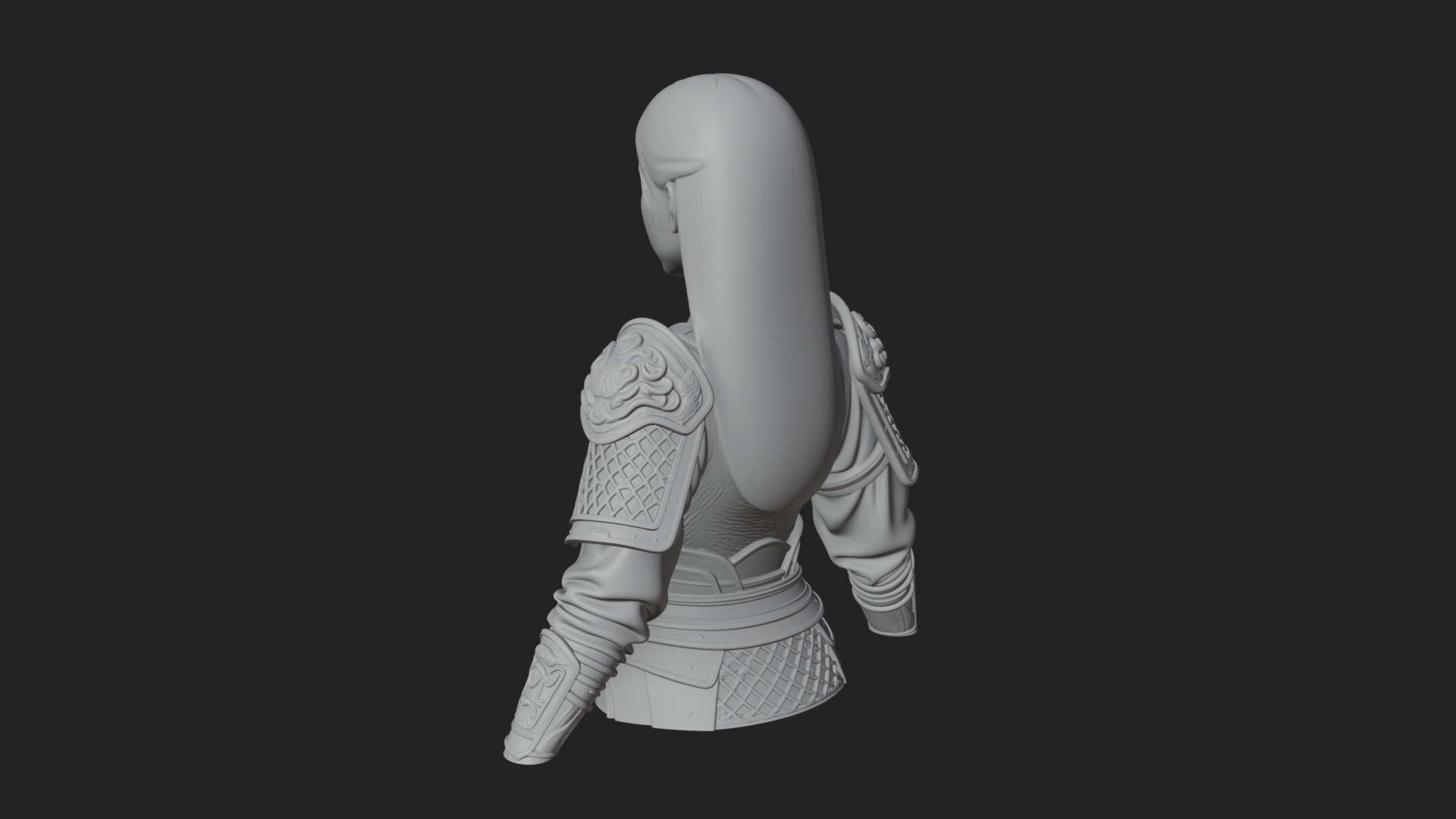 Armored Woman Warrior Bust Design 1 3D Print Model 3D Model