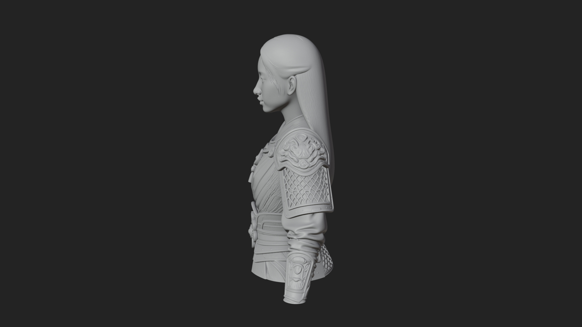 Armored Woman Warrior Bust Design 1 3D Print Model 3D Model
