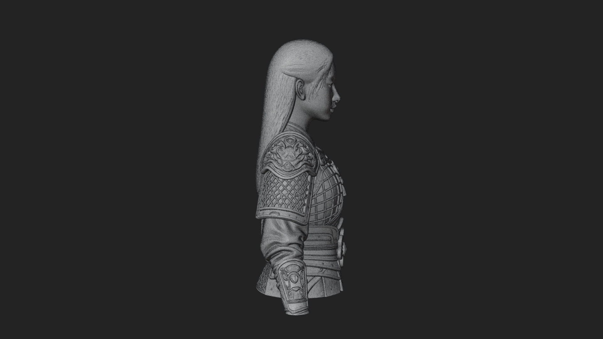 Armored Woman Warrior Bust Design 1 3D Print Model 3D Model
