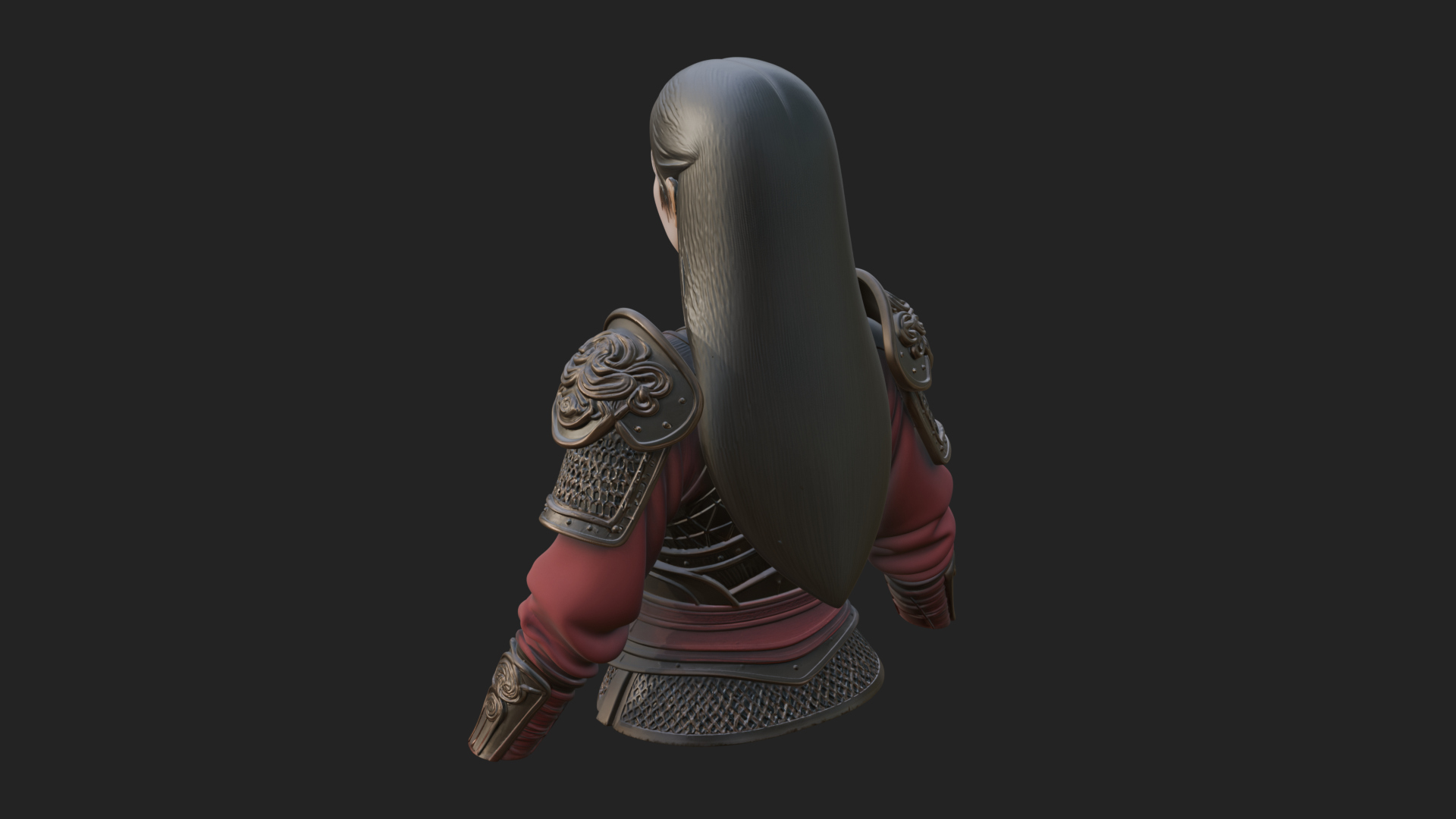Armored Woman Warrior Bust Design 2 3D Print Model 3D Model