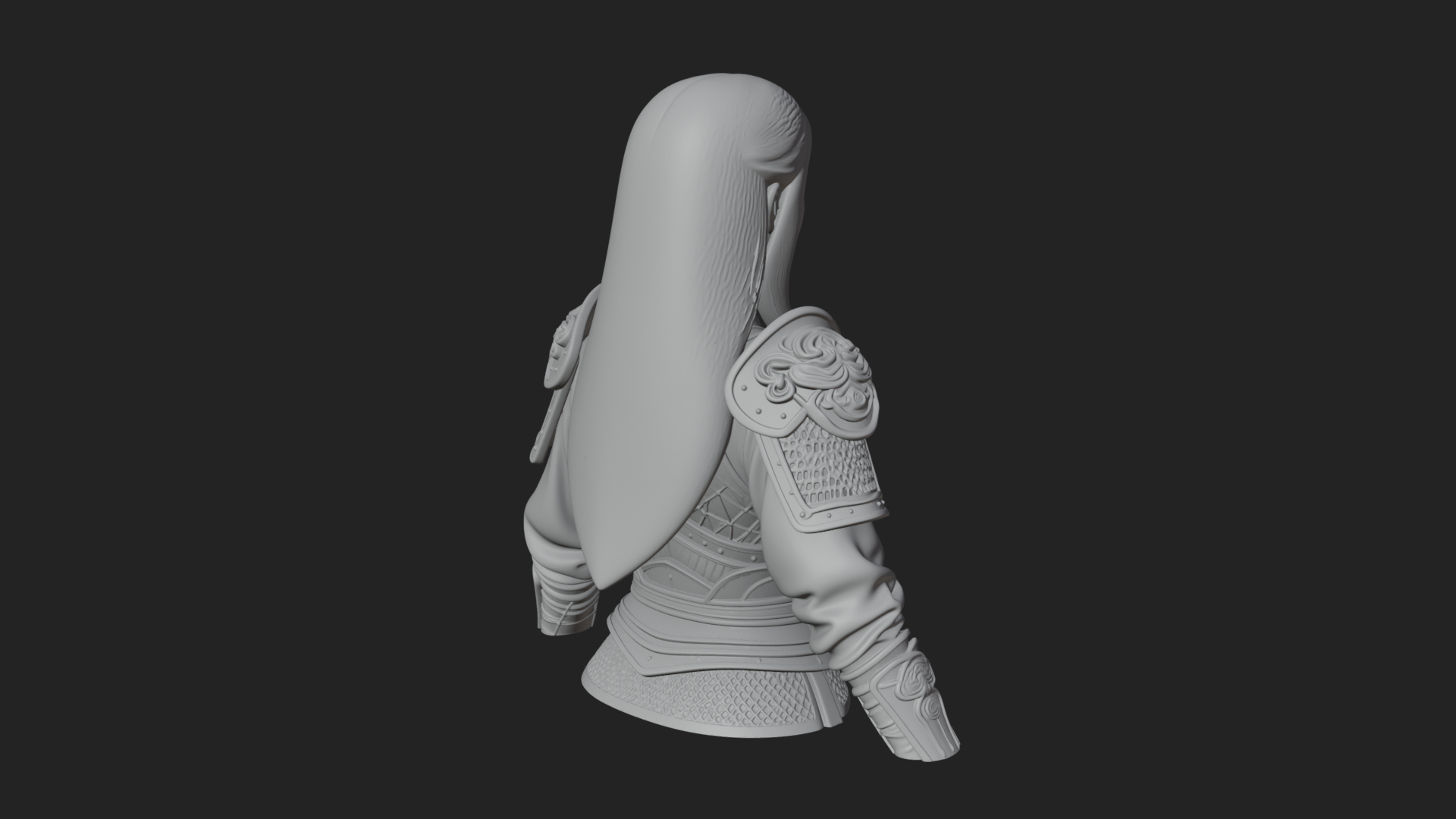 Armored Woman Warrior Bust Design 2 3D Print Model 3D Model