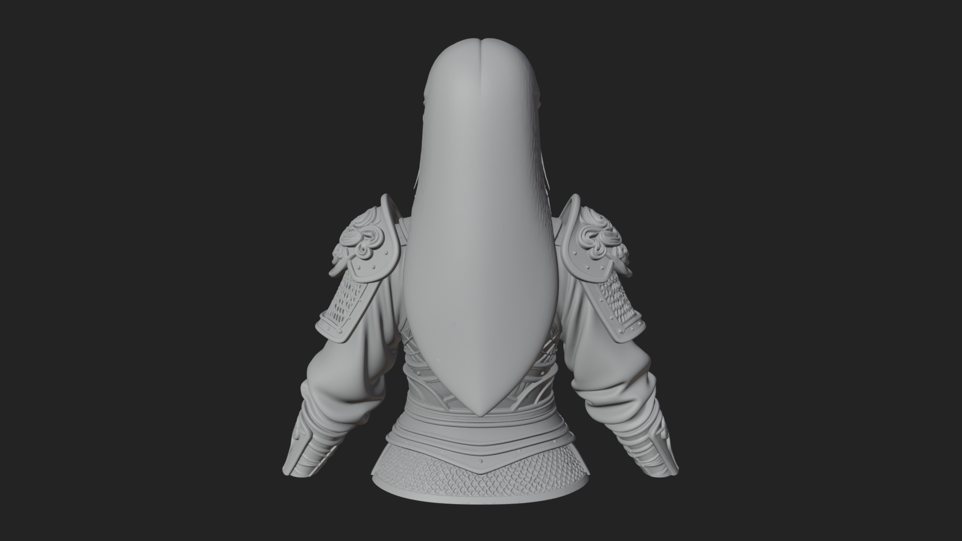 Armored Woman Warrior Bust Design 2 3D Print Model 3D Model