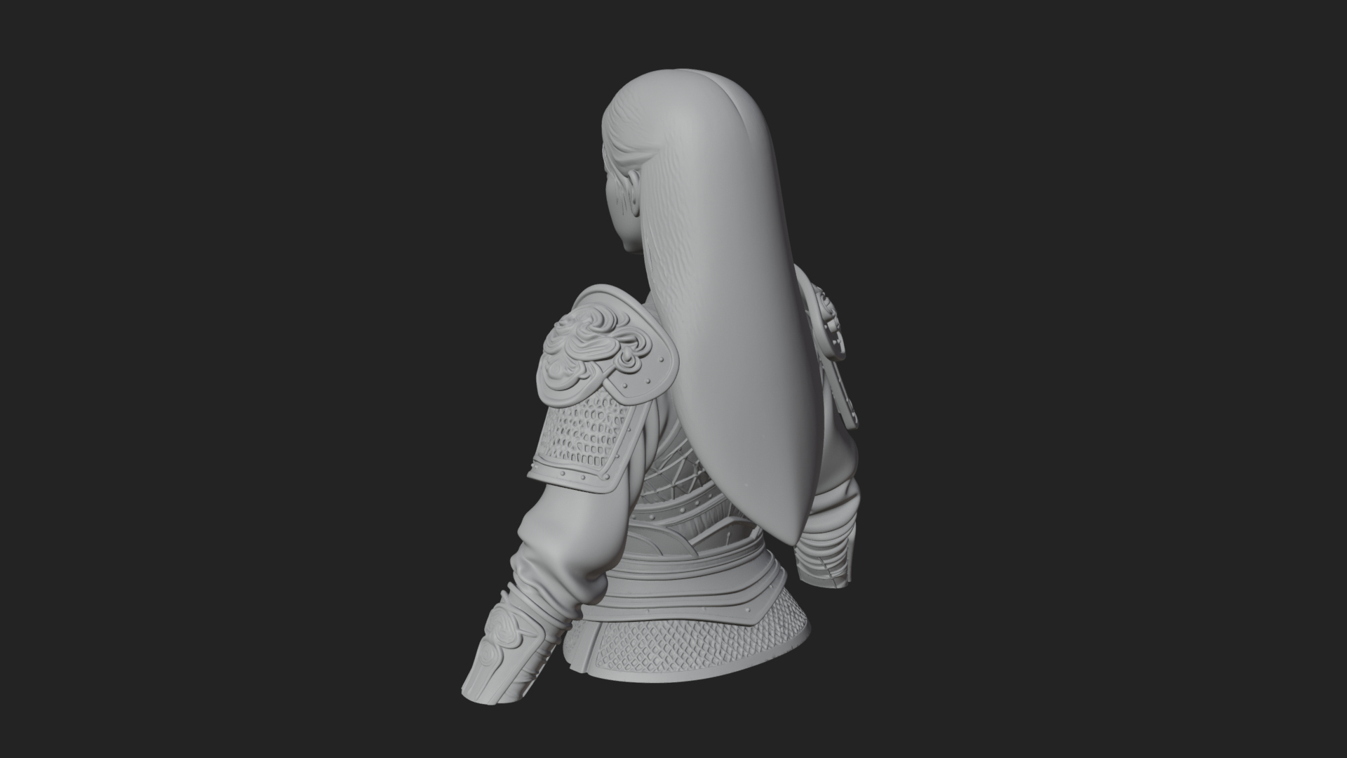 Armored Woman Warrior Bust Design 2 3D Print Model 3D Model