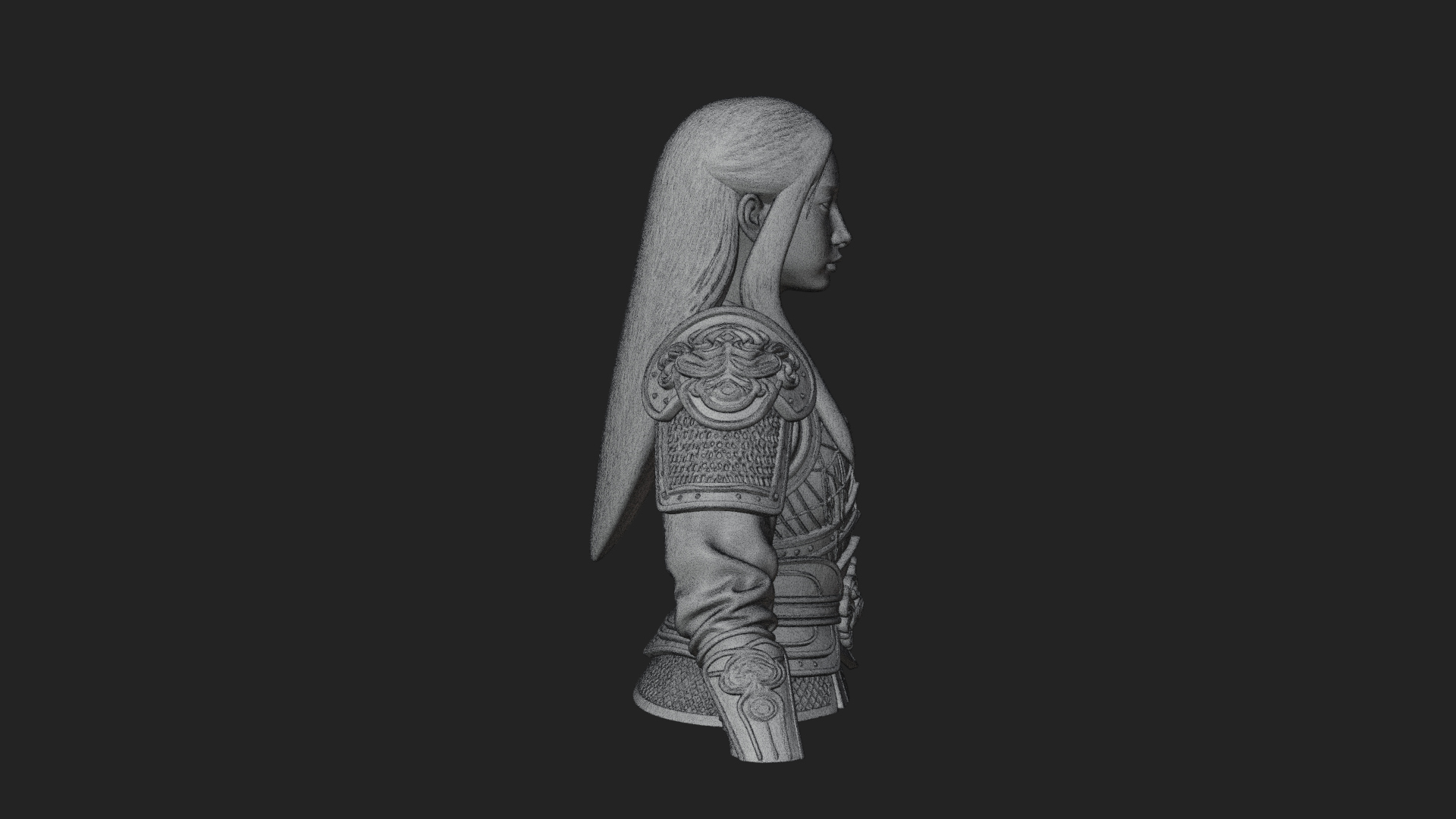 Armored Woman Warrior Bust Design 2 3D Print Model 3D Model