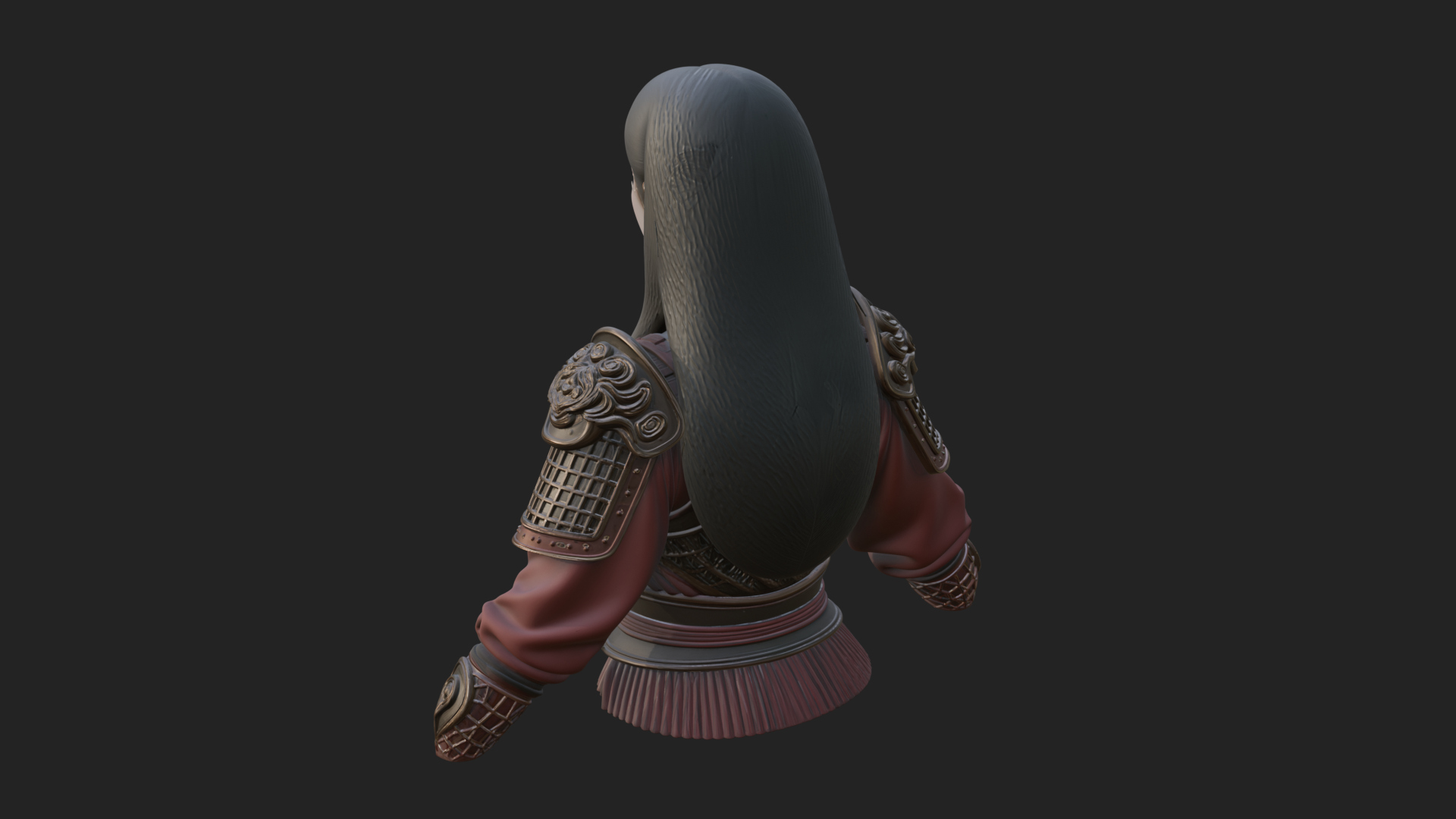 Armored Woman Warrior Bust Design 3 3D Print Model 3D Model