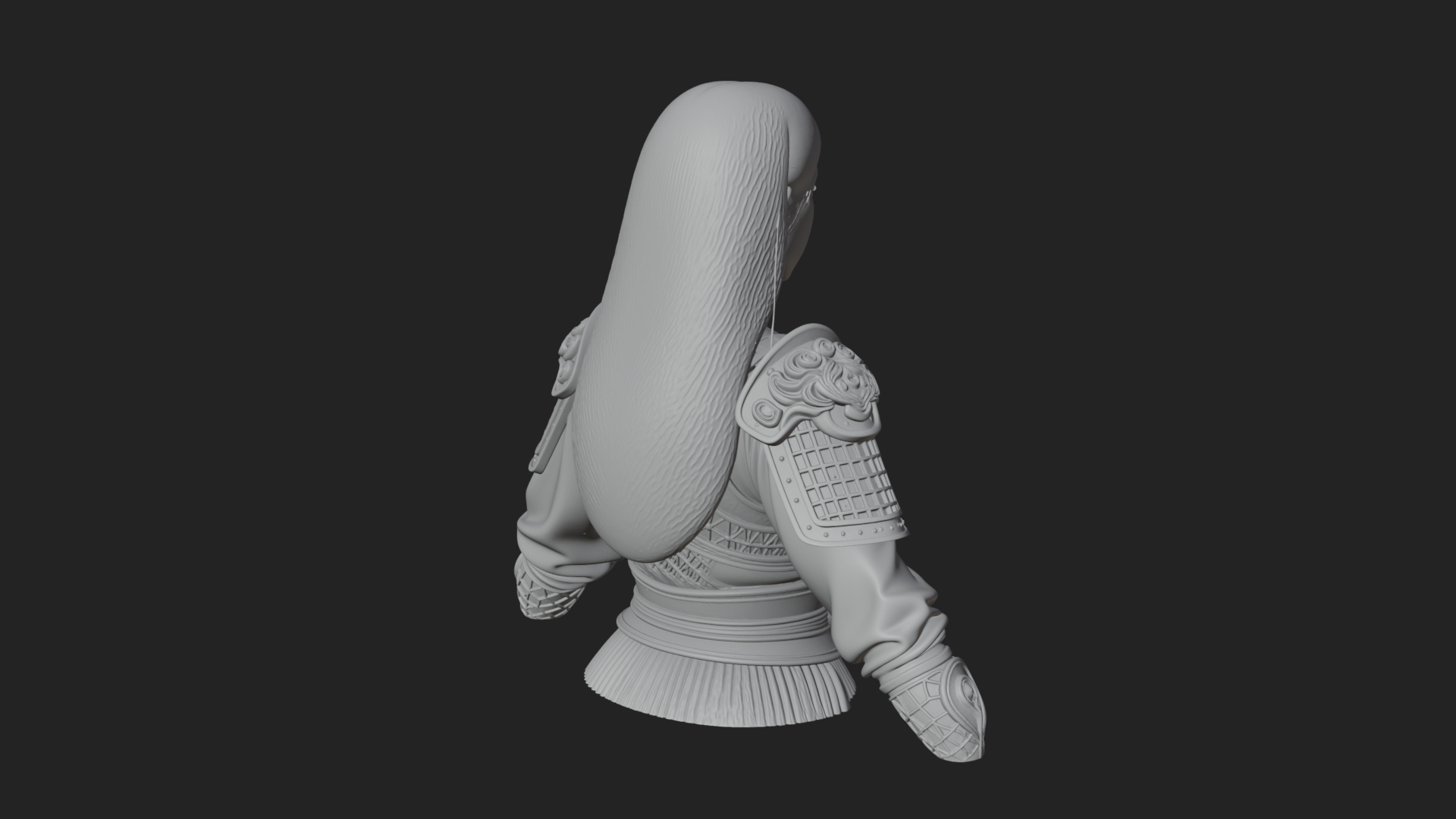 Armored Woman Warrior Bust Design 3 3D Print Model 3D Model
