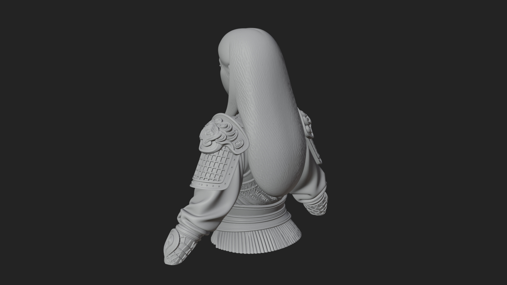 Armored Woman Warrior Bust Design 3 3D Print Model 3D Model