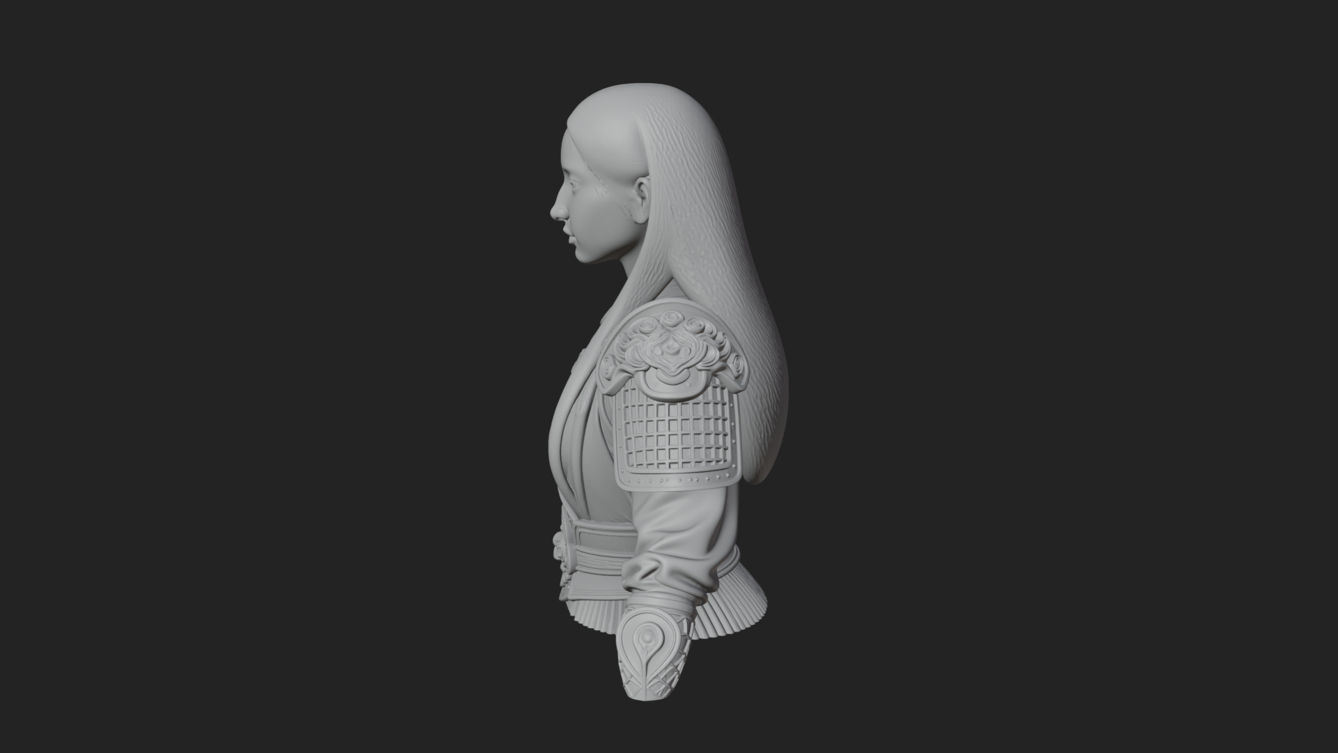 Armored Woman Warrior Bust Design 3 3D Print Model 3D Model