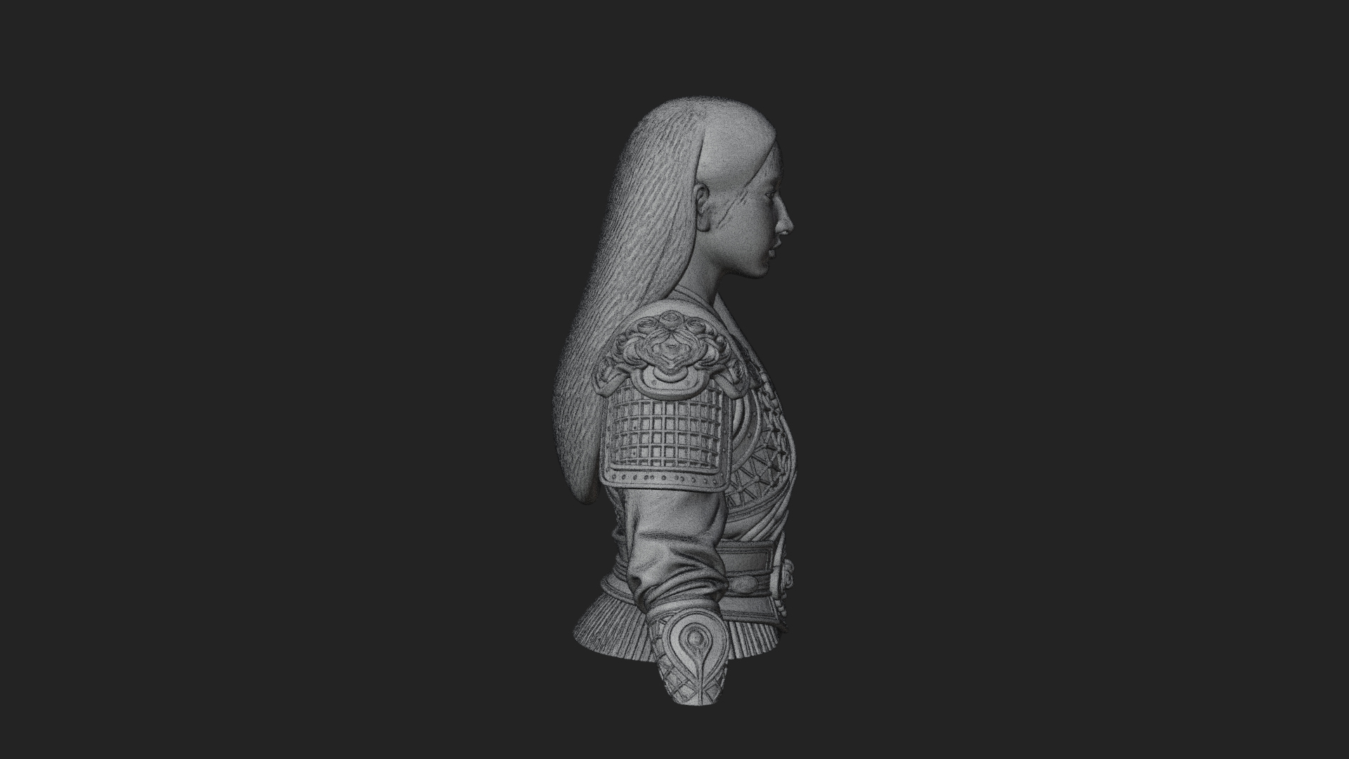 Armored Woman Warrior Bust Design 3 3D Print Model 3D Model