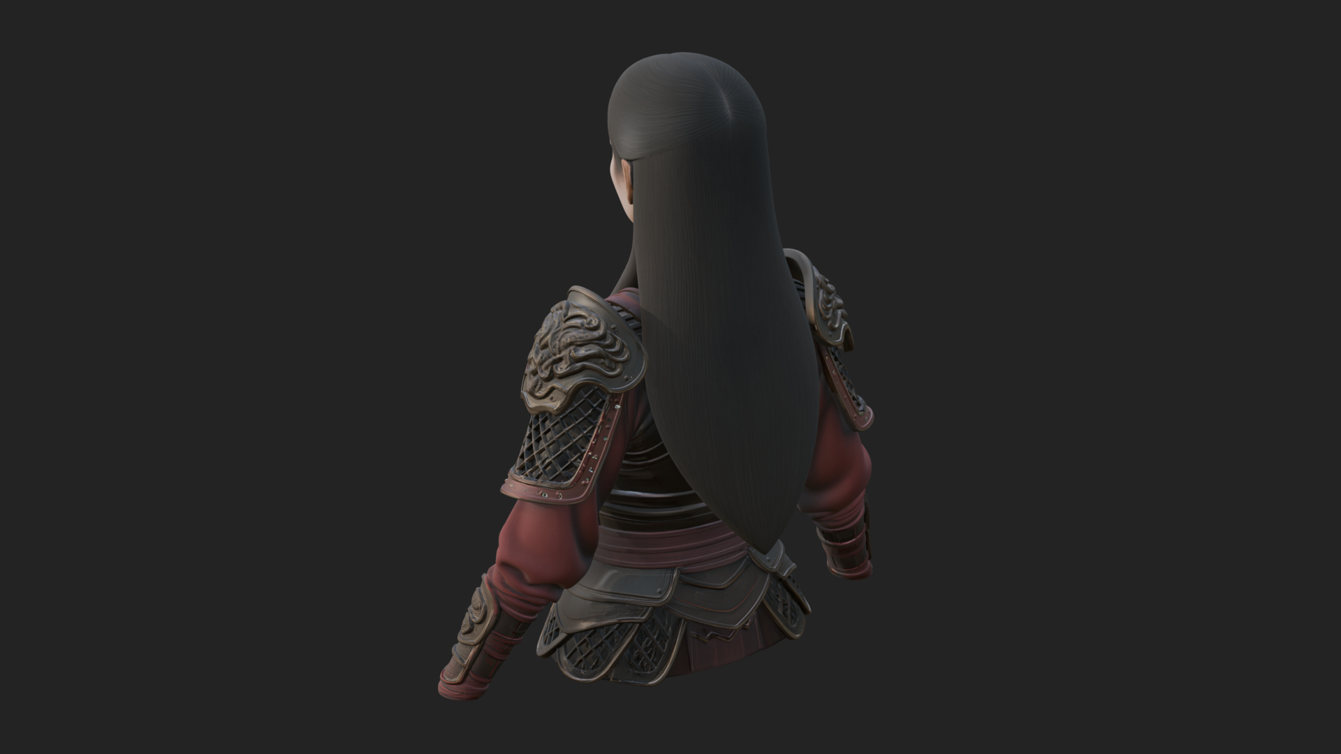 Armored Woman Warrior Bust Design 4 3D Print Model 3D Model