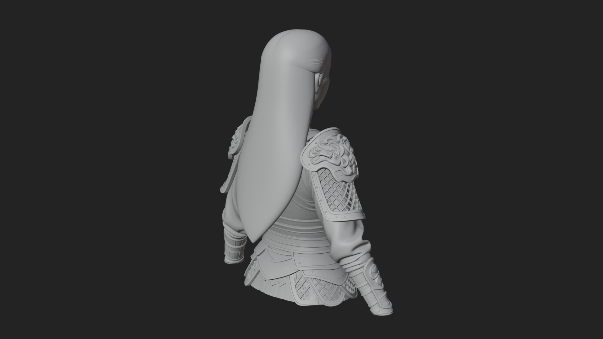 Armored Woman Warrior Bust Design 4 3D Print Model 3D Model