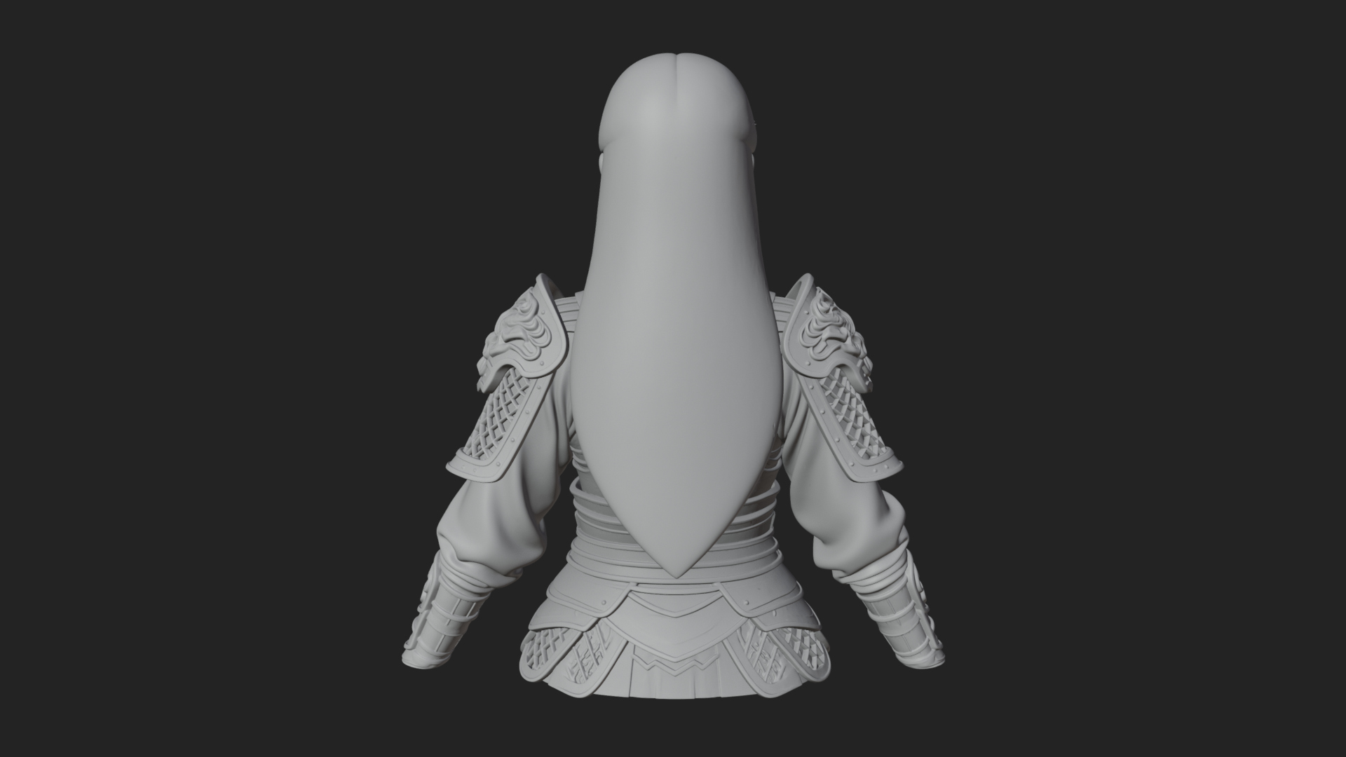 Armored Woman Warrior Bust Design 4 3D Print Model 3D Model