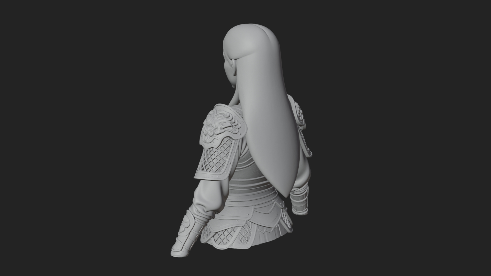 Armored Woman Warrior Bust Design 4 3D Print Model 3D Model