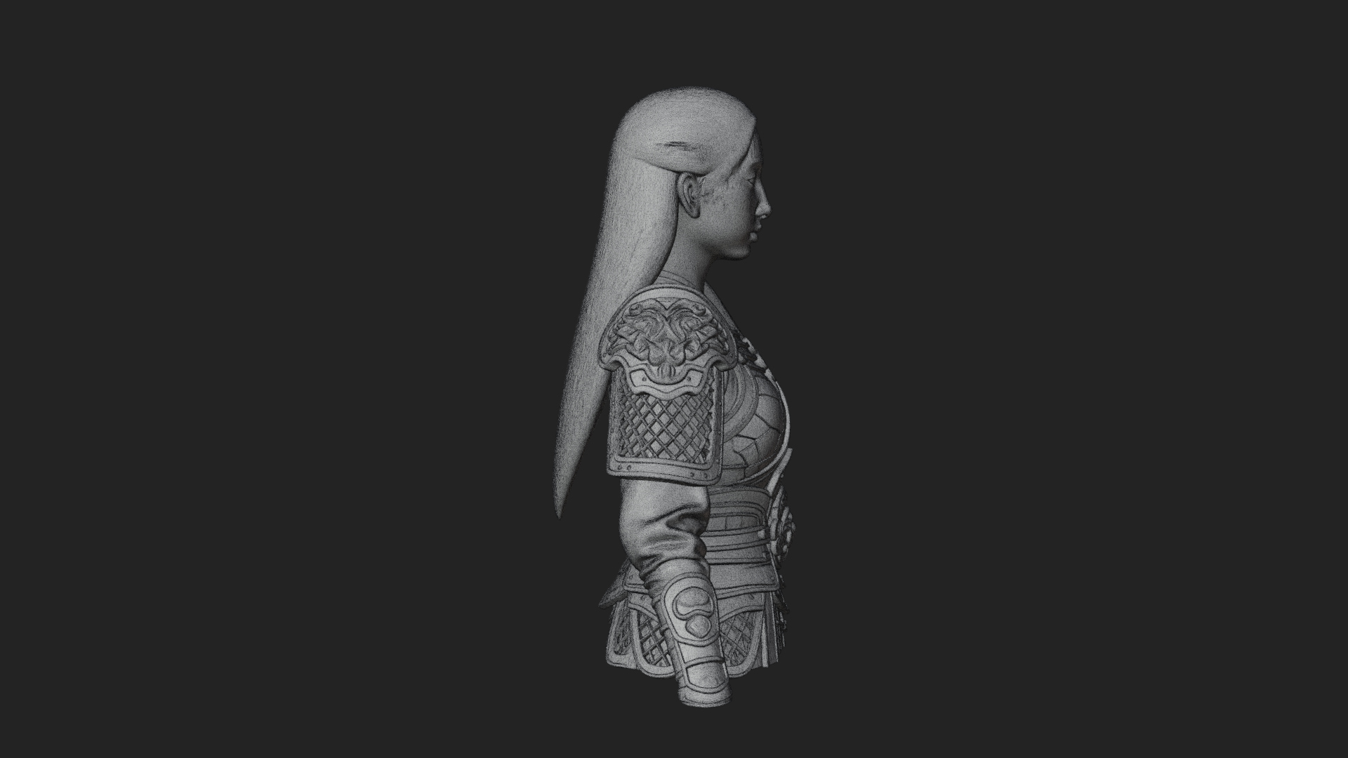 Armored Woman Warrior Bust Design 4 3D Print Model 3D Model
