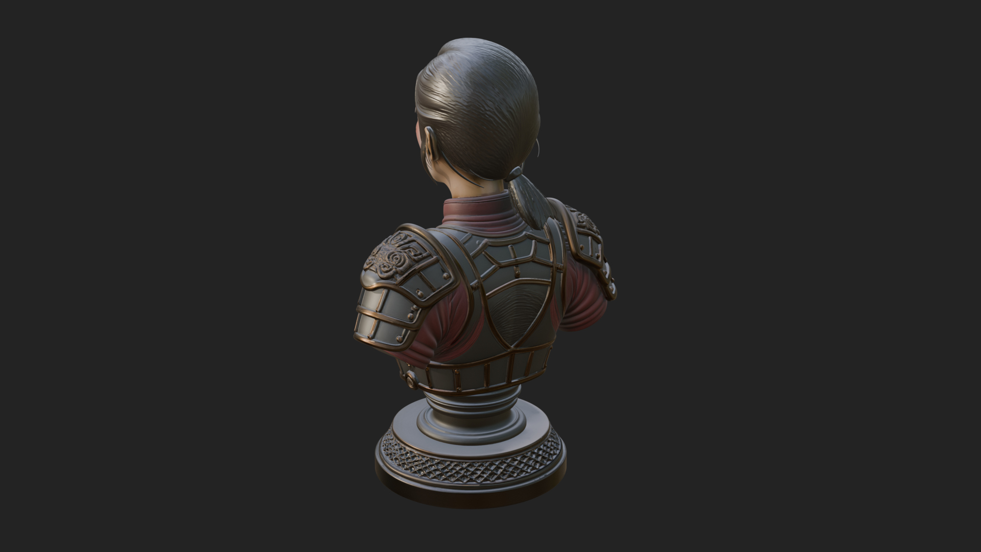 Armored Woman Warrior Bust Design 5 3D Print Model 3D Model