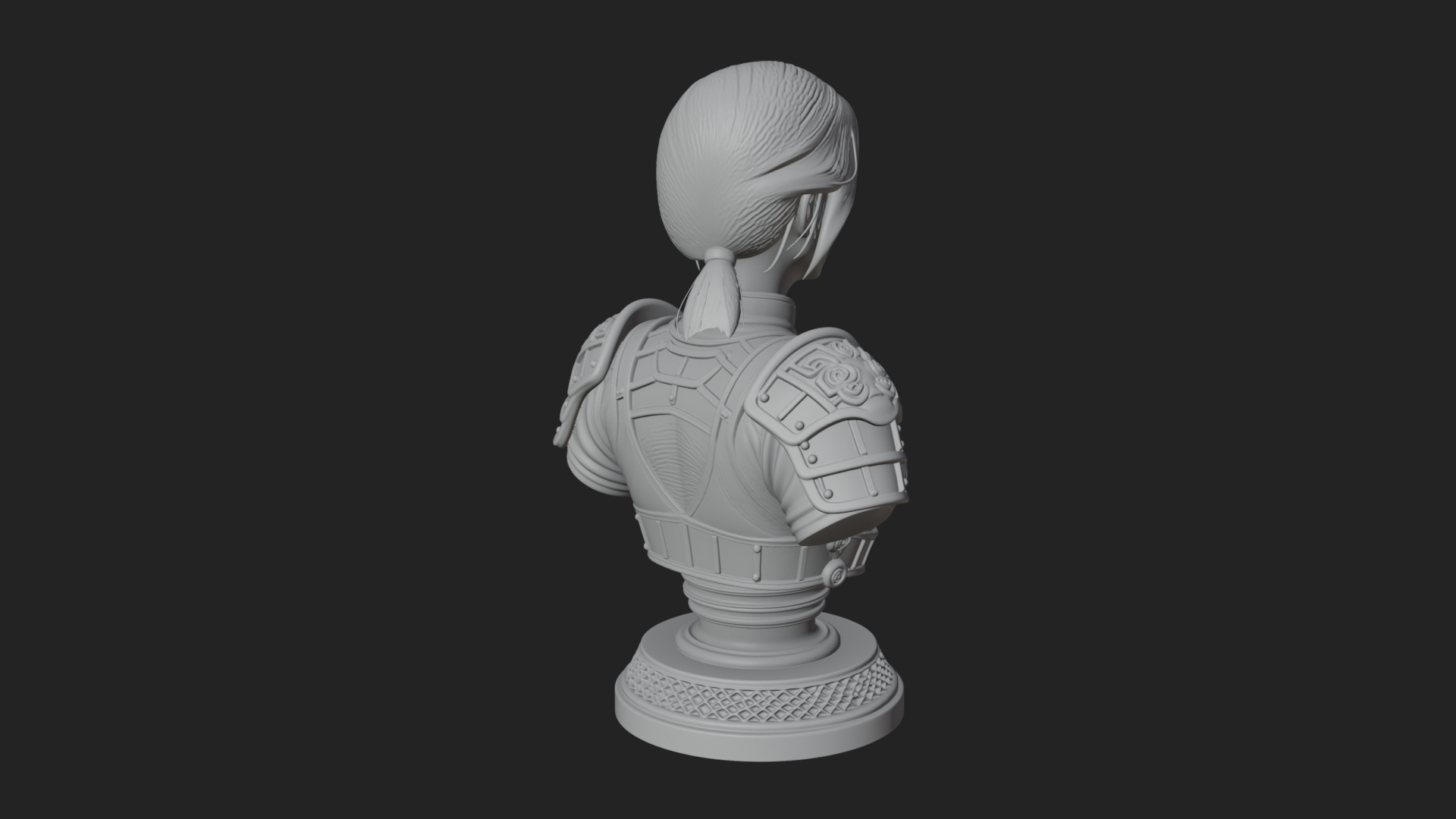 Armored Woman Warrior Bust Design 5 3D Print Model 3D Model