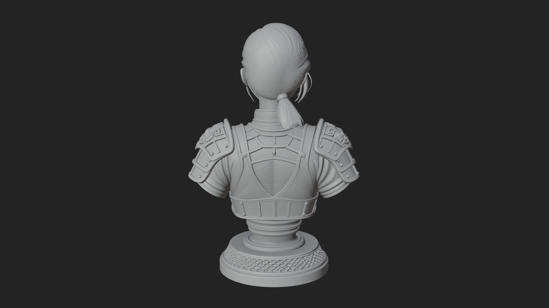 Armored Woman Warrior Bust Design 5 3D Print Model 3D Model