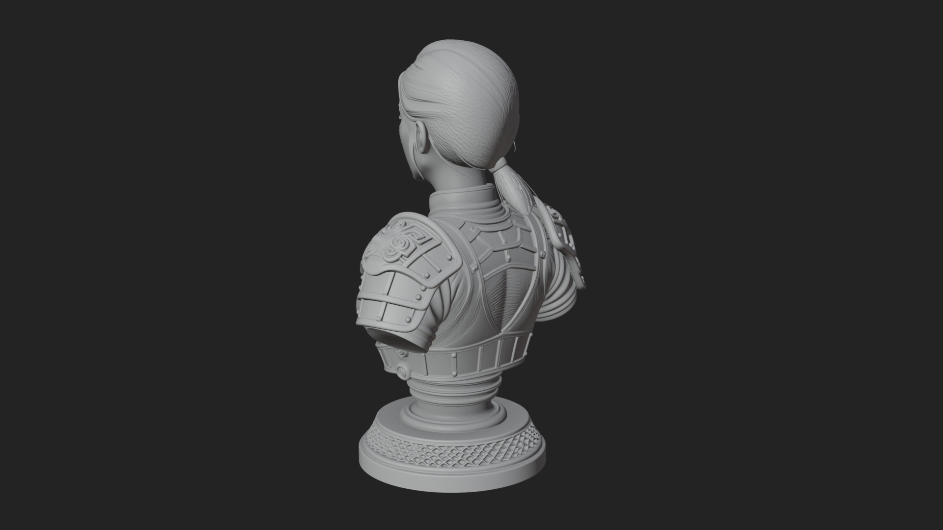 Armored Woman Warrior Bust Design 5 3D Print Model 3D Model