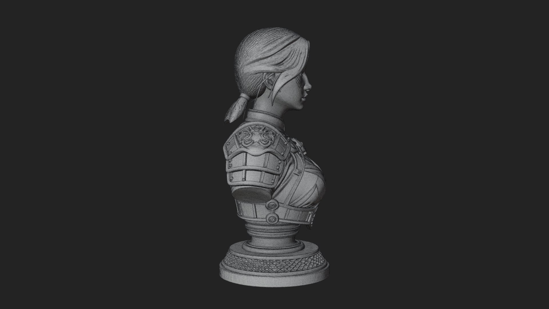 Armored Woman Warrior Bust Design 5 3D Print Model 3D Model