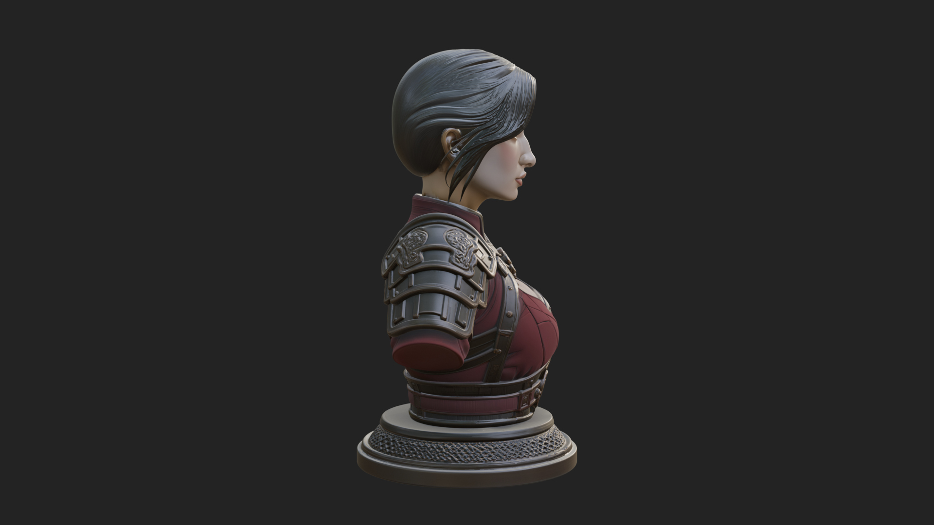 Armored Woman Warrior Bust Design 6 3D Print Model 3D Model