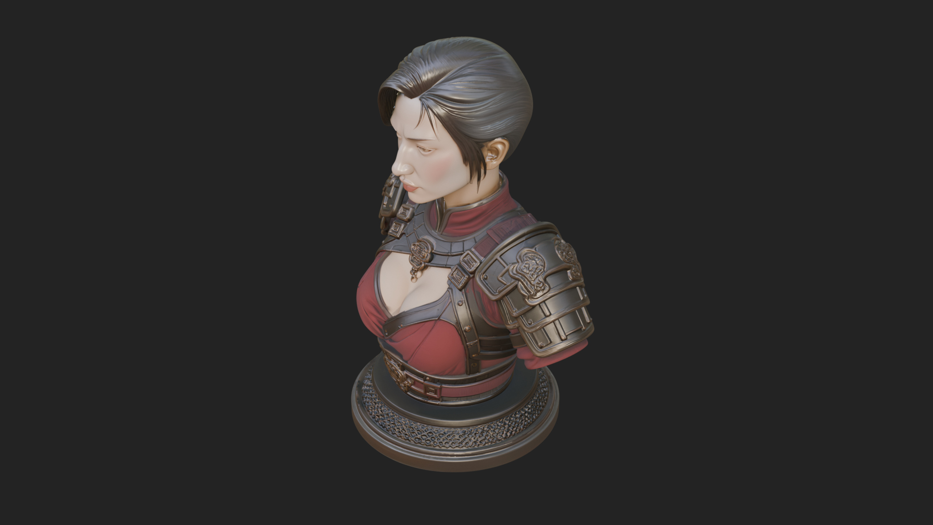 Armored Woman Warrior Bust Design 6 3D Print Model 3D Model