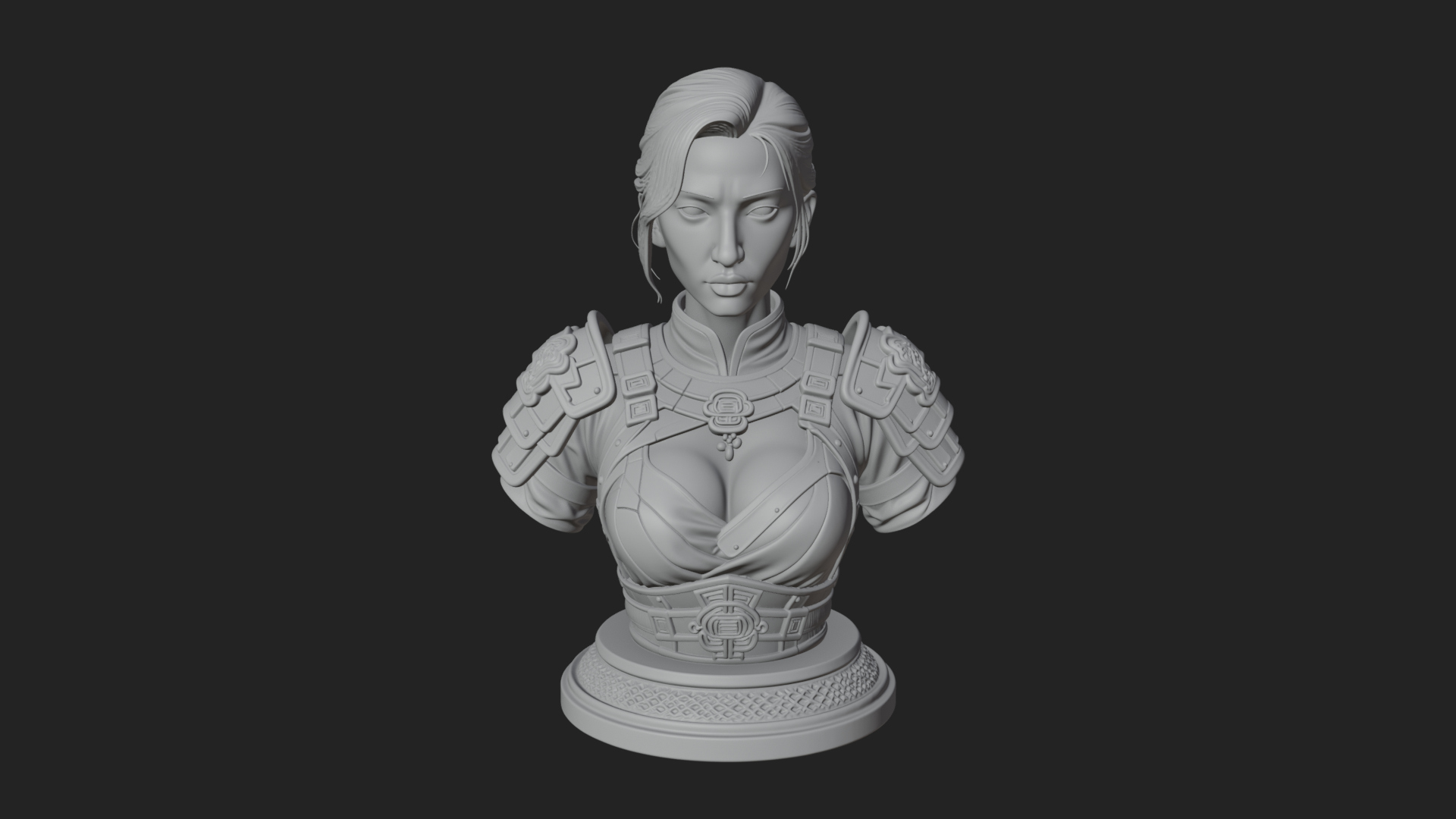 Armored Woman Warrior Bust Design 6 3D Print Model 3D Model