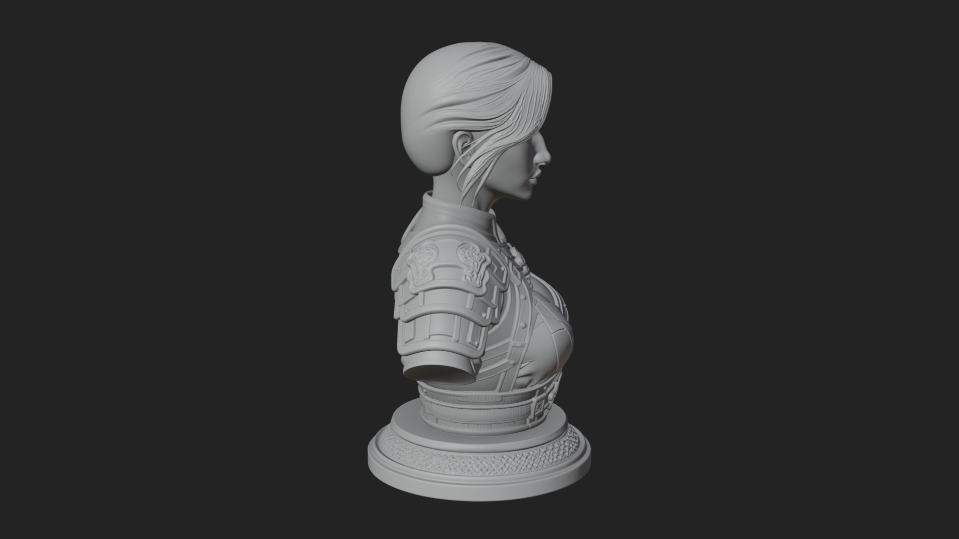 Armored Woman Warrior Bust Design 6 3D Print Model 3D Model