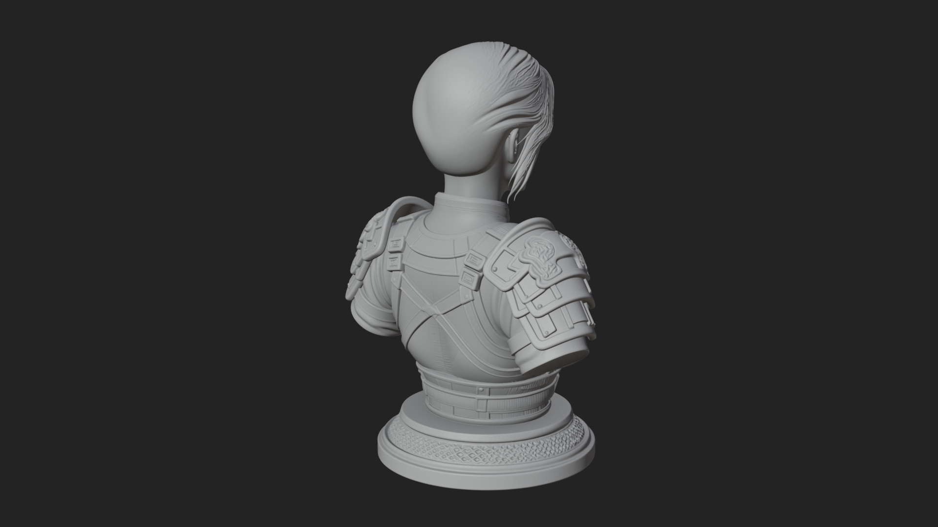 Armored Woman Warrior Bust Design 6 3D Print Model 3D Model