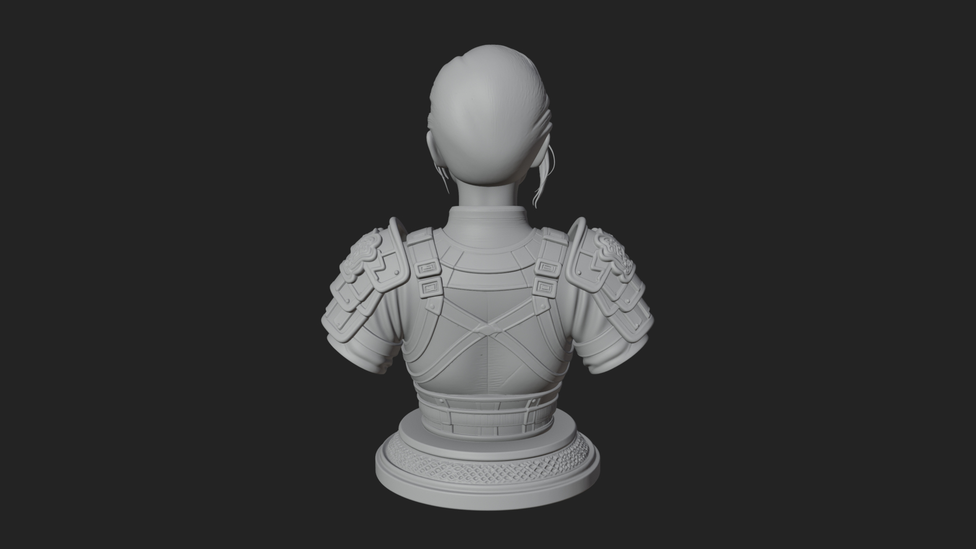 Armored Woman Warrior Bust Design 6 3D Print Model 3D Model
