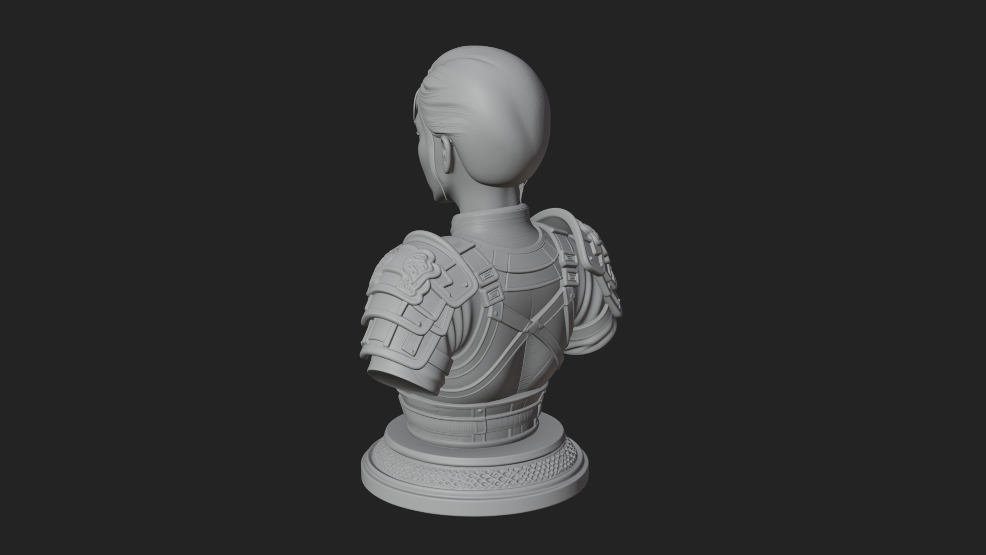 Armored Woman Warrior Bust Design 6 3D Print Model 3D Model